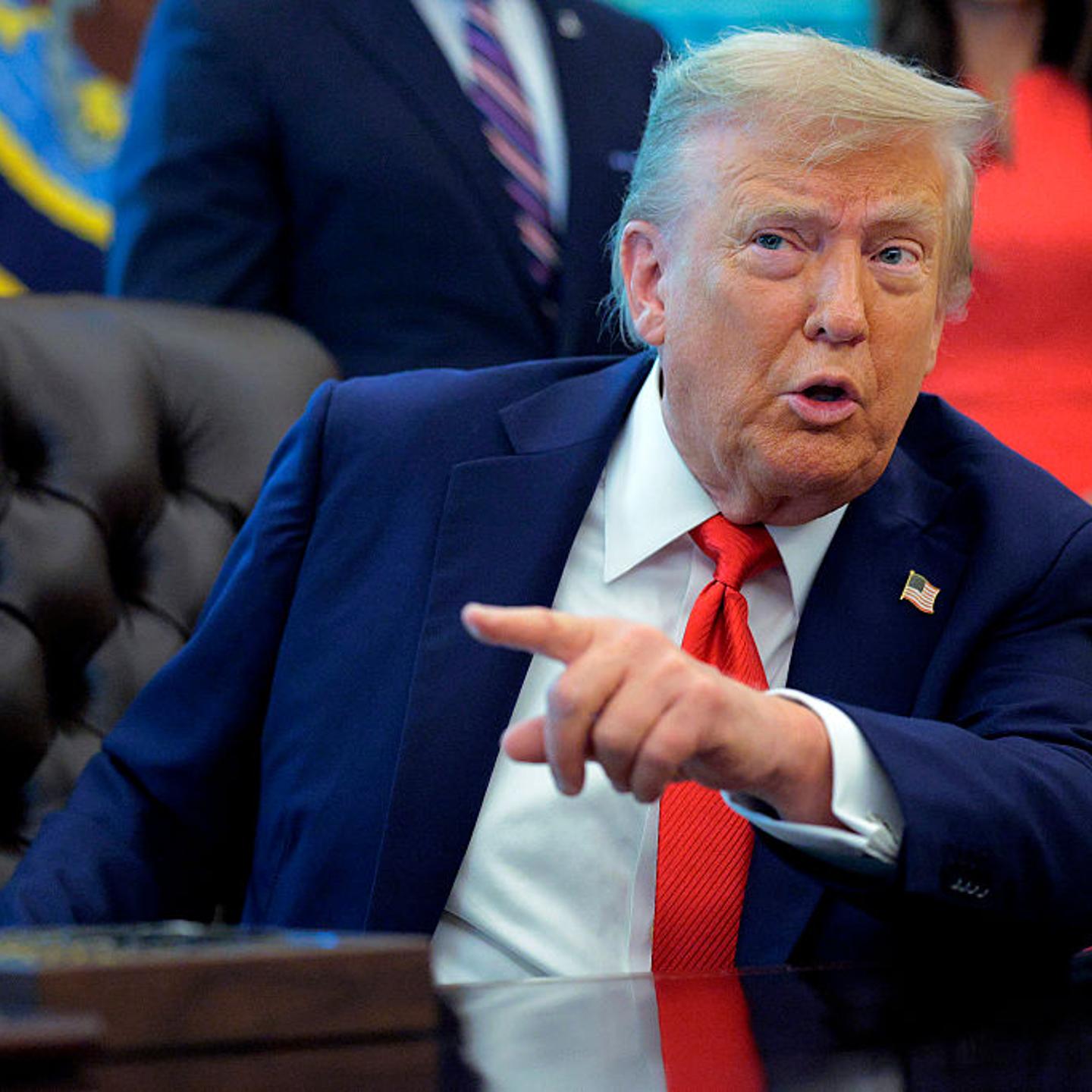 President Trump Signs Executive Orders In The Oval Office Of The White House