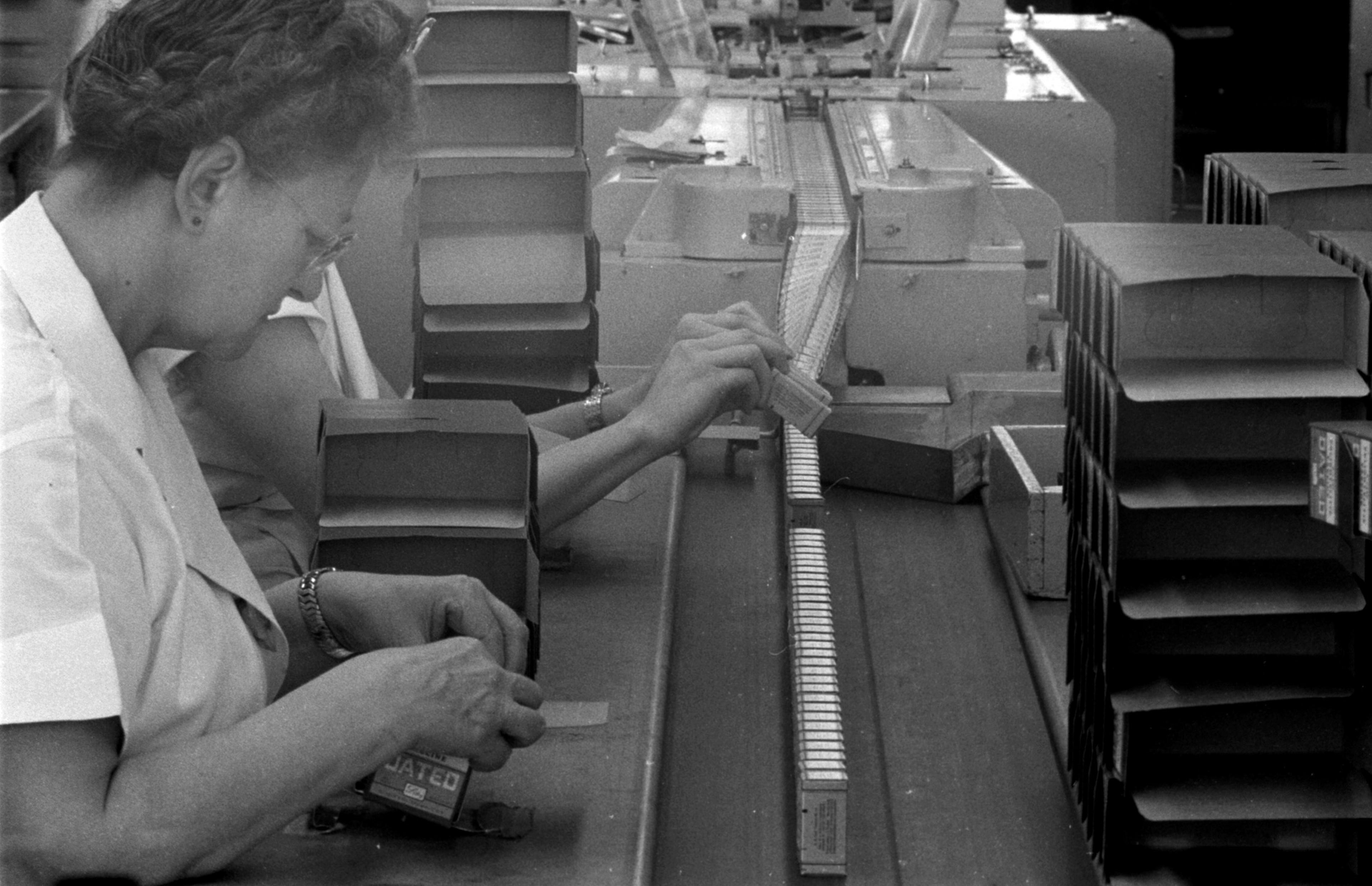 Polio vaccine production, 1955.