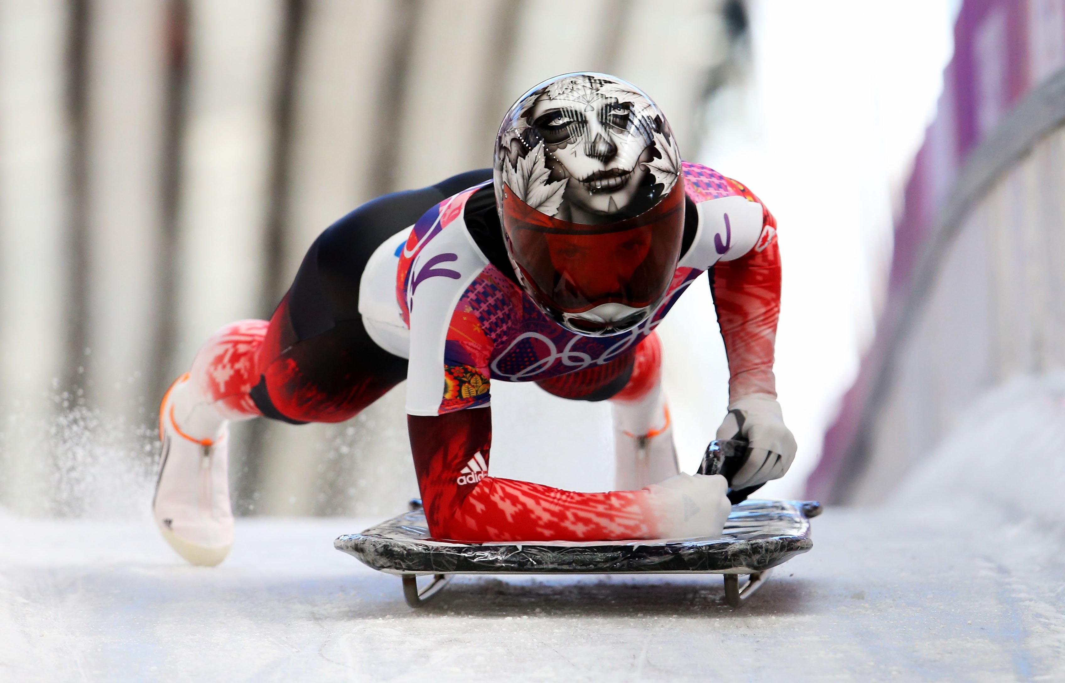 Sarah Reid of Canada during the Women's Skeleton heats.