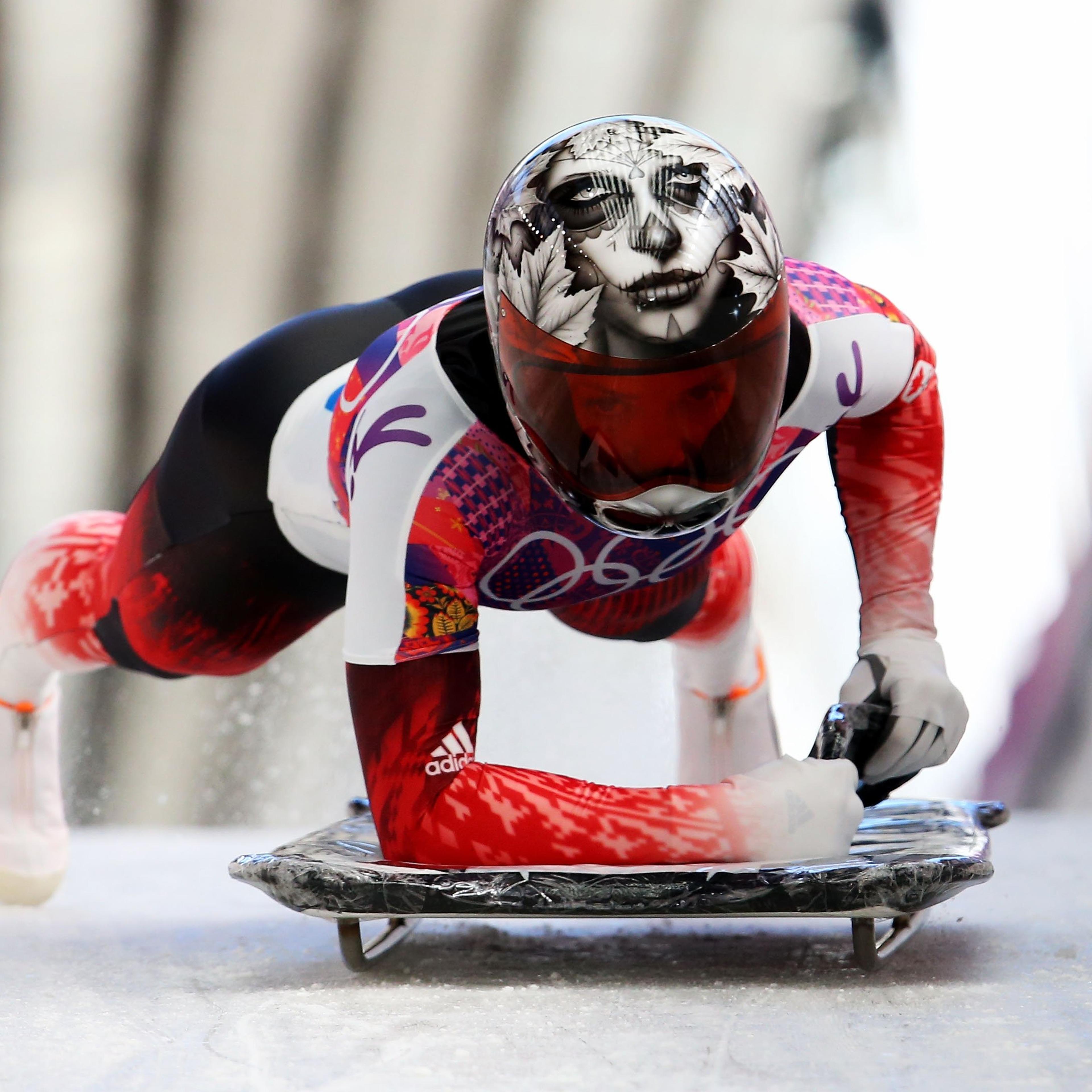 Sarah Reid of Canada during the Women's Skeleton heats.