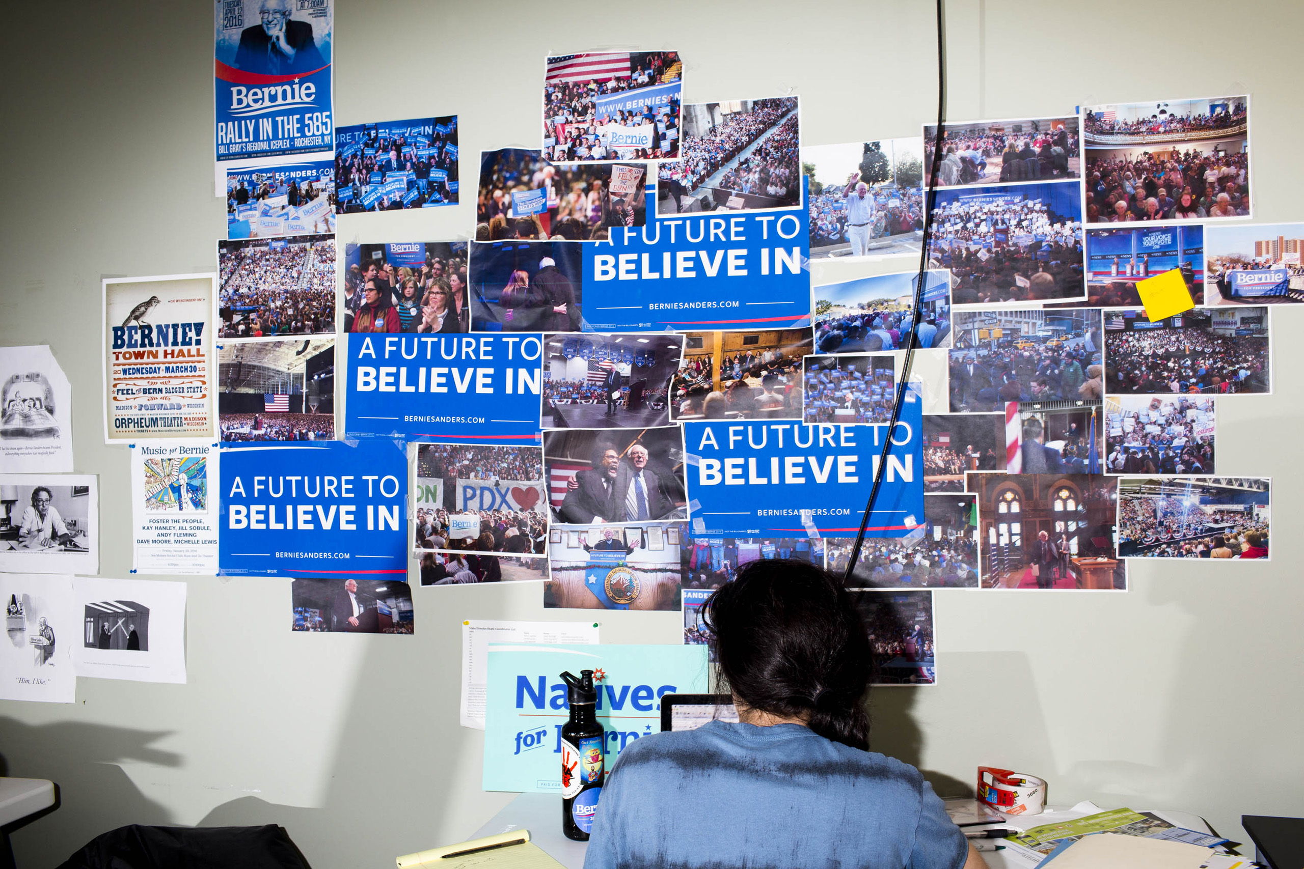 BURLINGTON, VT - MAY 23: Scenes from Inside the campaign headquarters of Bernie Sanders on May 23, 2016, in Burlington, VT. (Photo by Landon Nordeman)