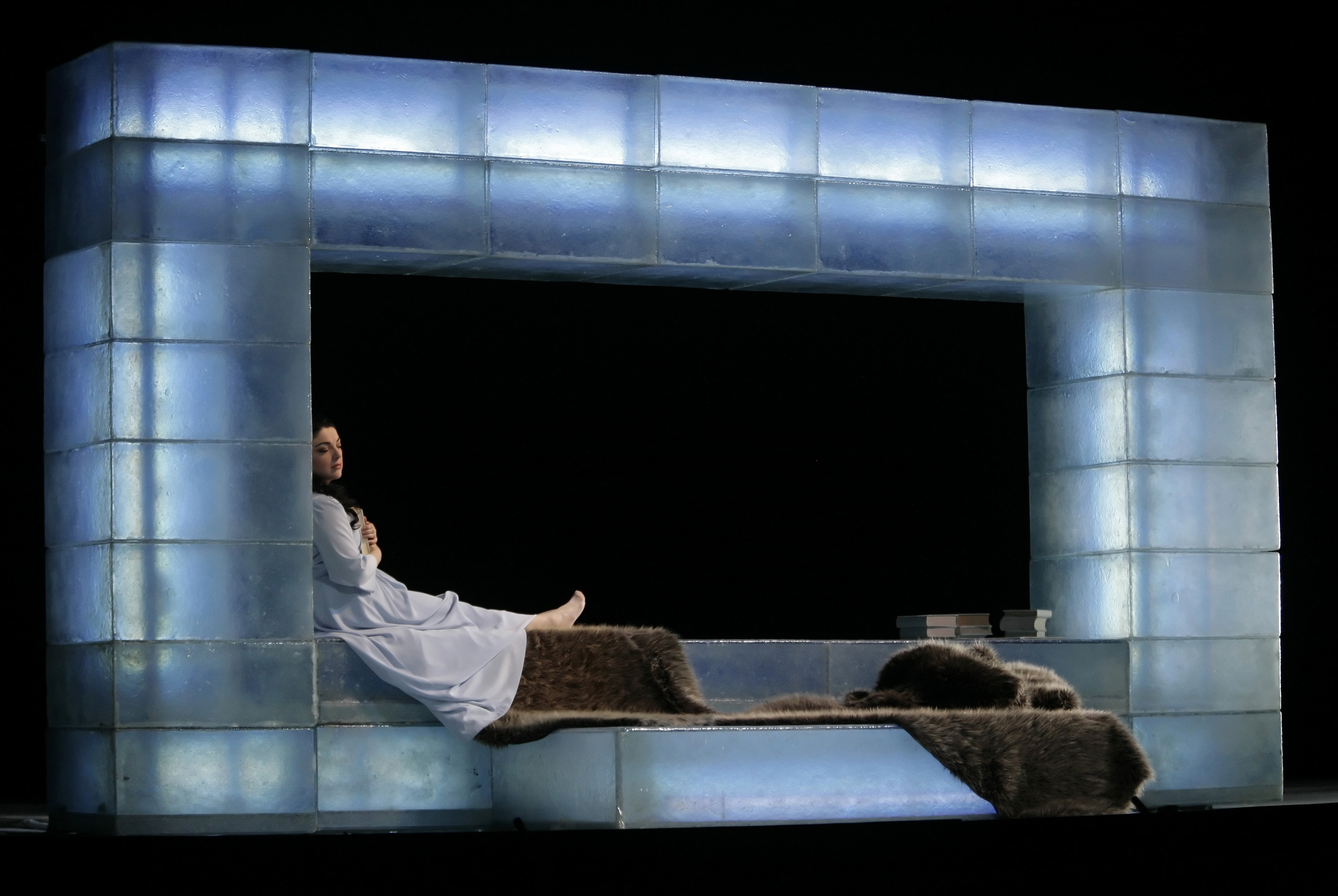 Singer performs during dress rehearsal of Pyotr Illyich Tchaikovsky's opera Eugene Onegin at Vienna's State Opera
