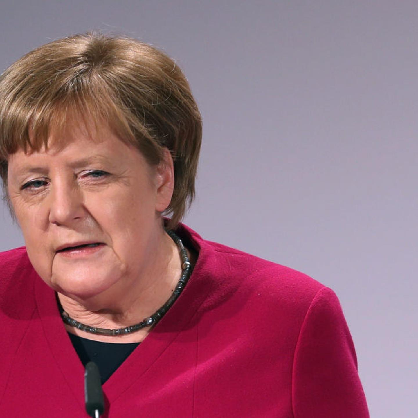 German Chancellor Angela Merkel gives her speech during the 55th Munich Security Conference