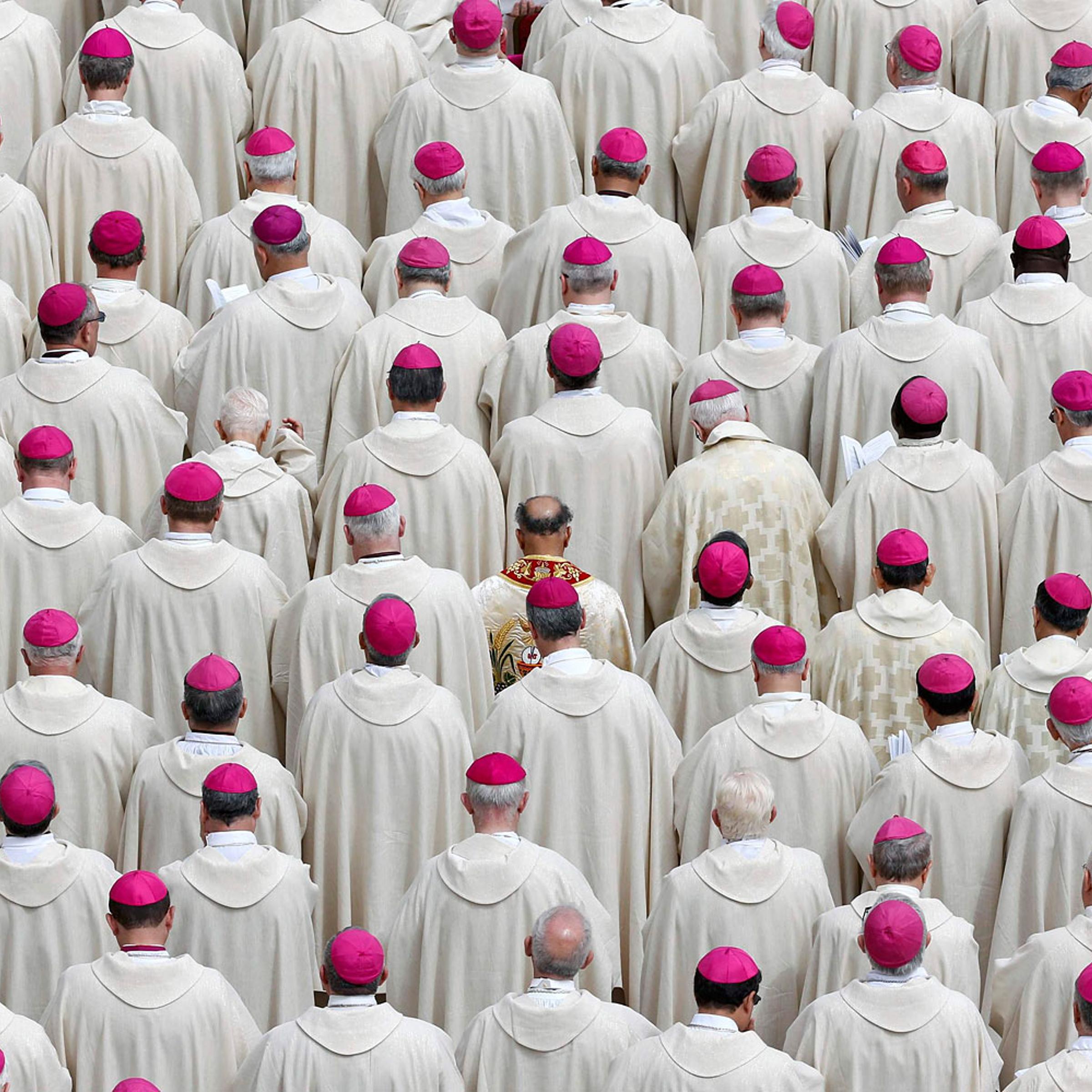 Bishops attend a canonisation mass in St. Peter's Square at the Vatican