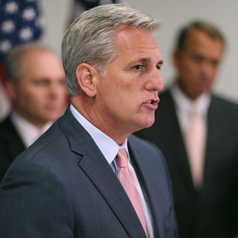 House Majority Leader Kevin McCarthy (R-CA) delivers brief remarks during a news conference following the weekly House GOP conference meeting at the U.S. Capitol June 10, 2015 in Washington, DC.