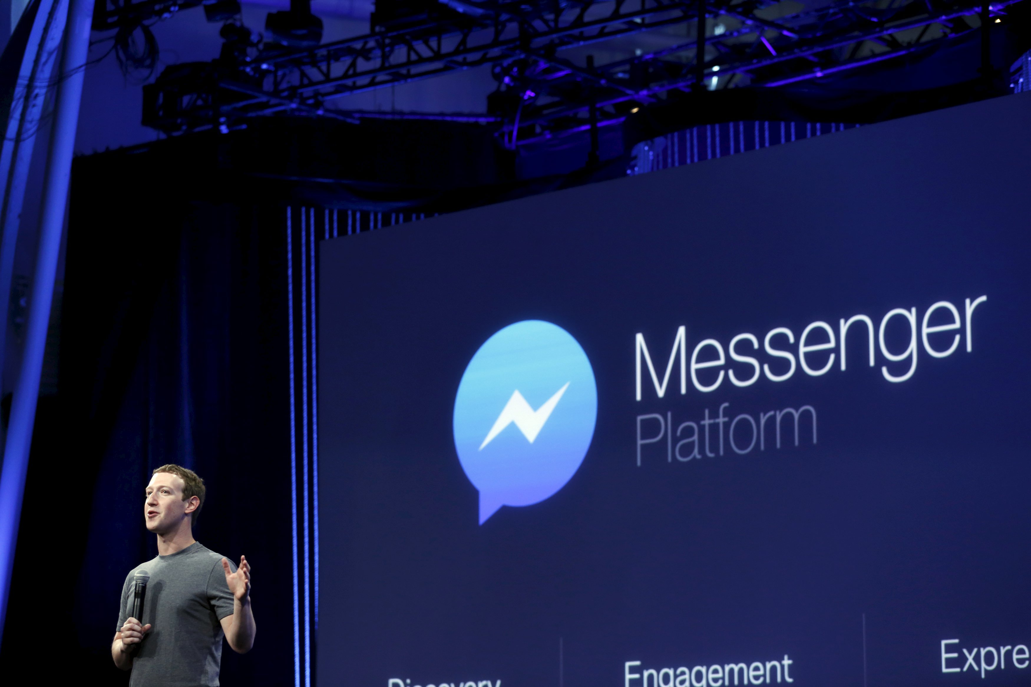 Facebook CEO Mark Zuckerberg speaks during his keynote address at Facebook F8 in San Francisco on March 25, 2015.