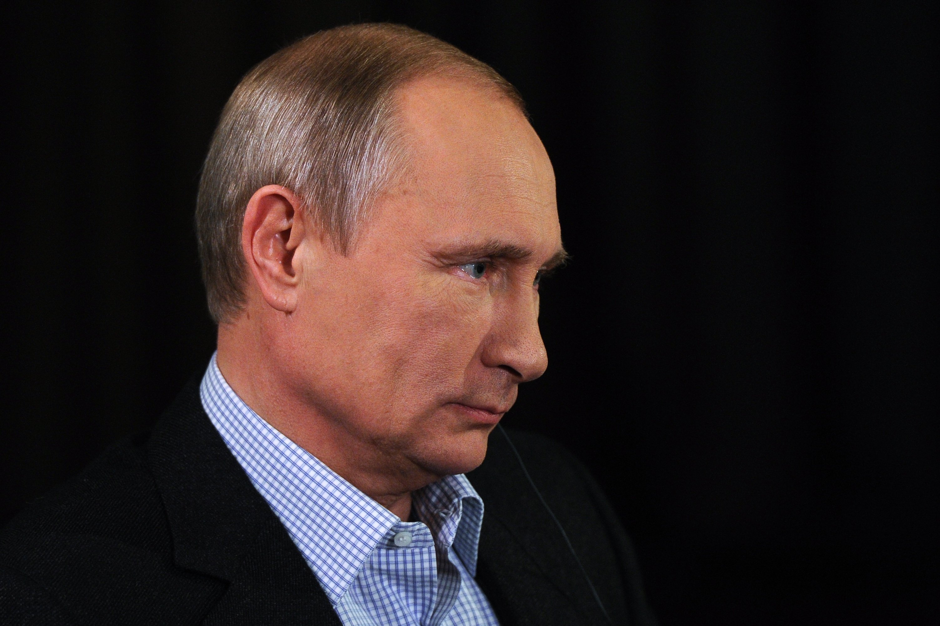 Russia's President Vladimir Putin gives an interview to journalist Hubert Seipel of the German TV channel ARD on Nov. 13, 2014 in Russia.