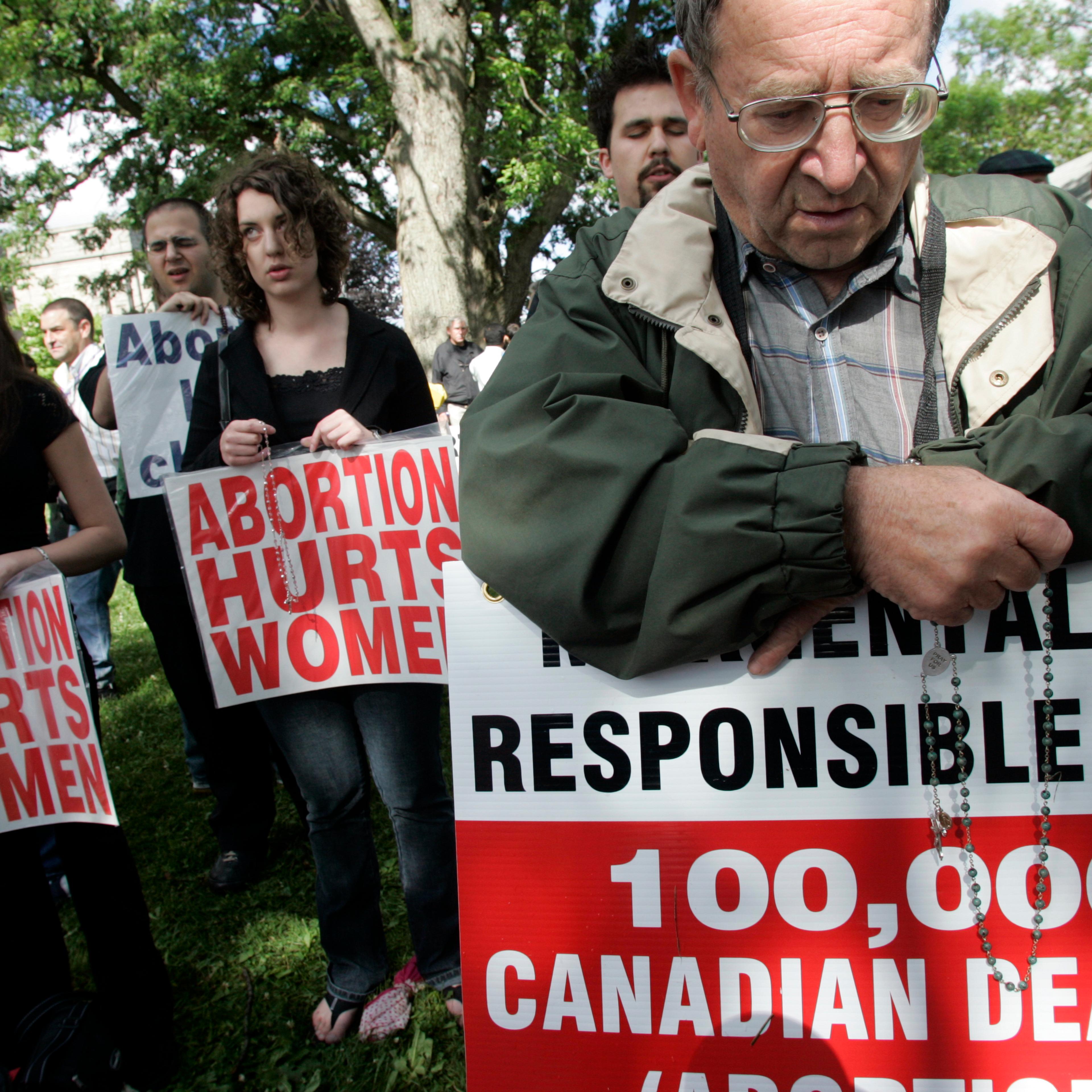 Anti-Abortion Activists Protesting Dr. Henry Morgentaler Receiving Honorary Degree At University Of Western Ontario