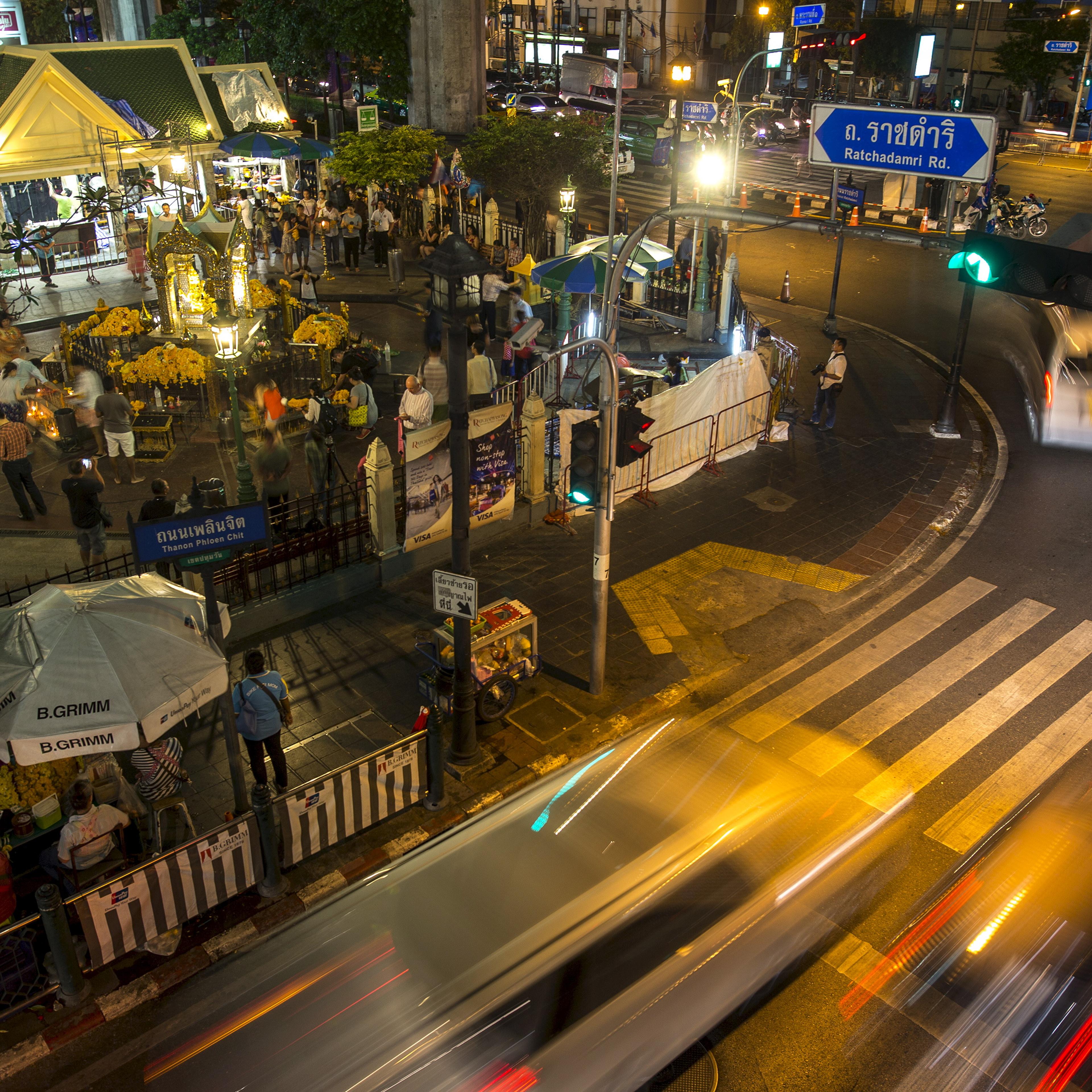 The Erawan shrine, the site of Monday's deadly blast, is pictured in central Bangkok