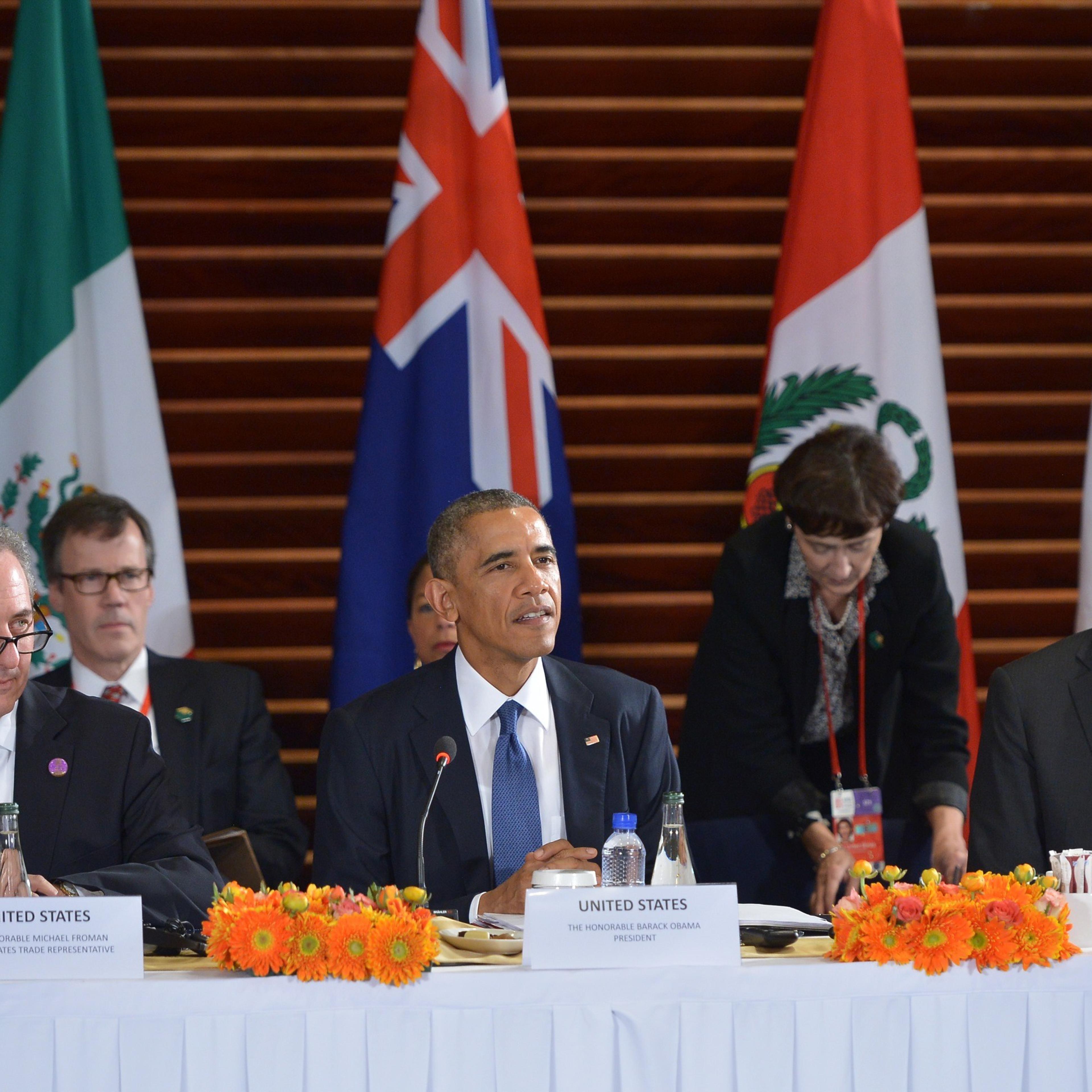 President Barack Obama speaks during a meeting with leaders from the Trans-Pacific Partnership at the US Embassy in Beijing on Nov. 10, 2014.