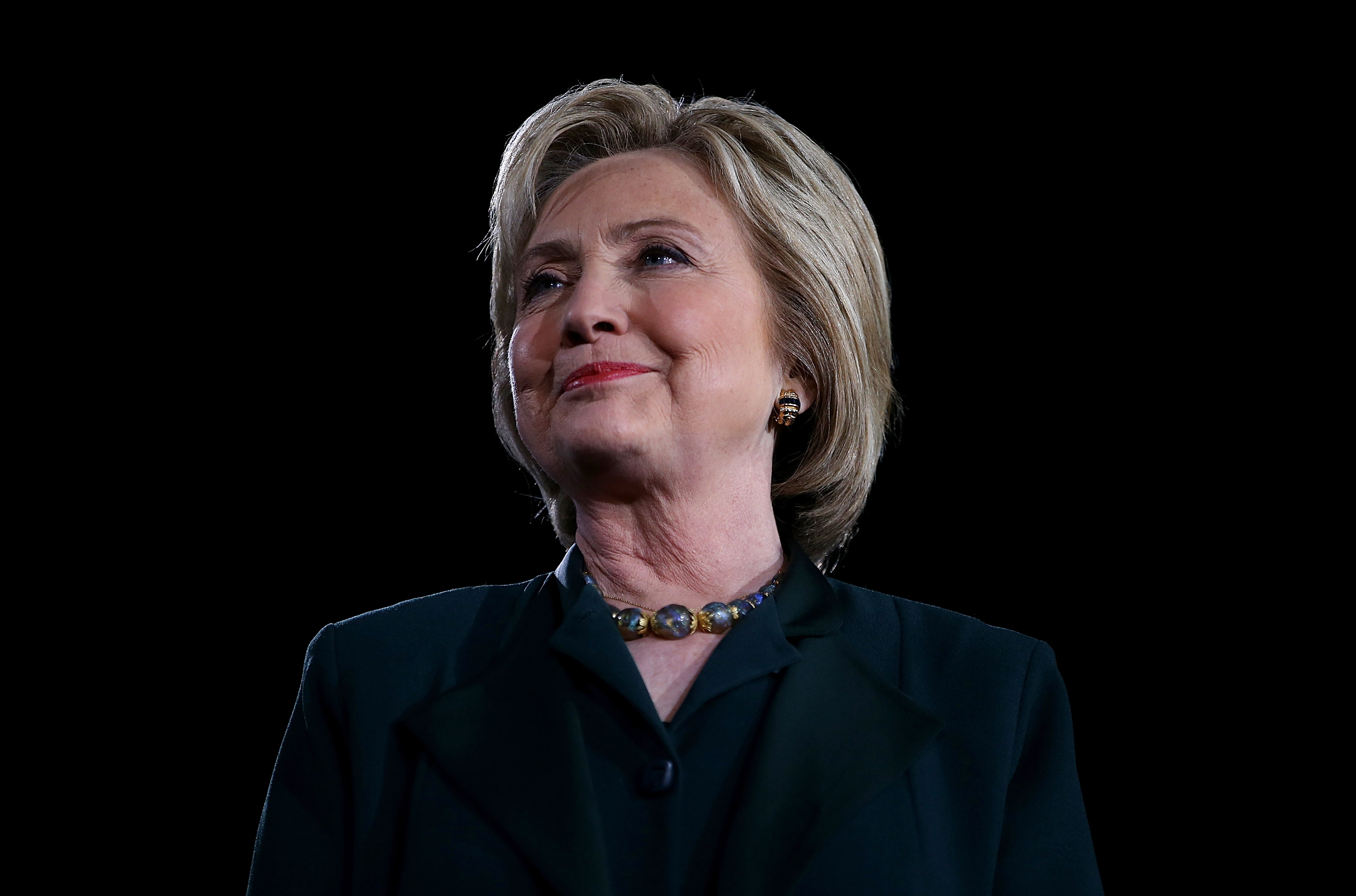 LAS VEGAS, NV - FEBRUARY 19: Democratic presidential candidate former Secretary of State Hillary Clinton looks on during a "Get Out The Caucus" at the Clark County Government Center on February 19, 2016 in Las Vegas, Nevada. With one day to go before the