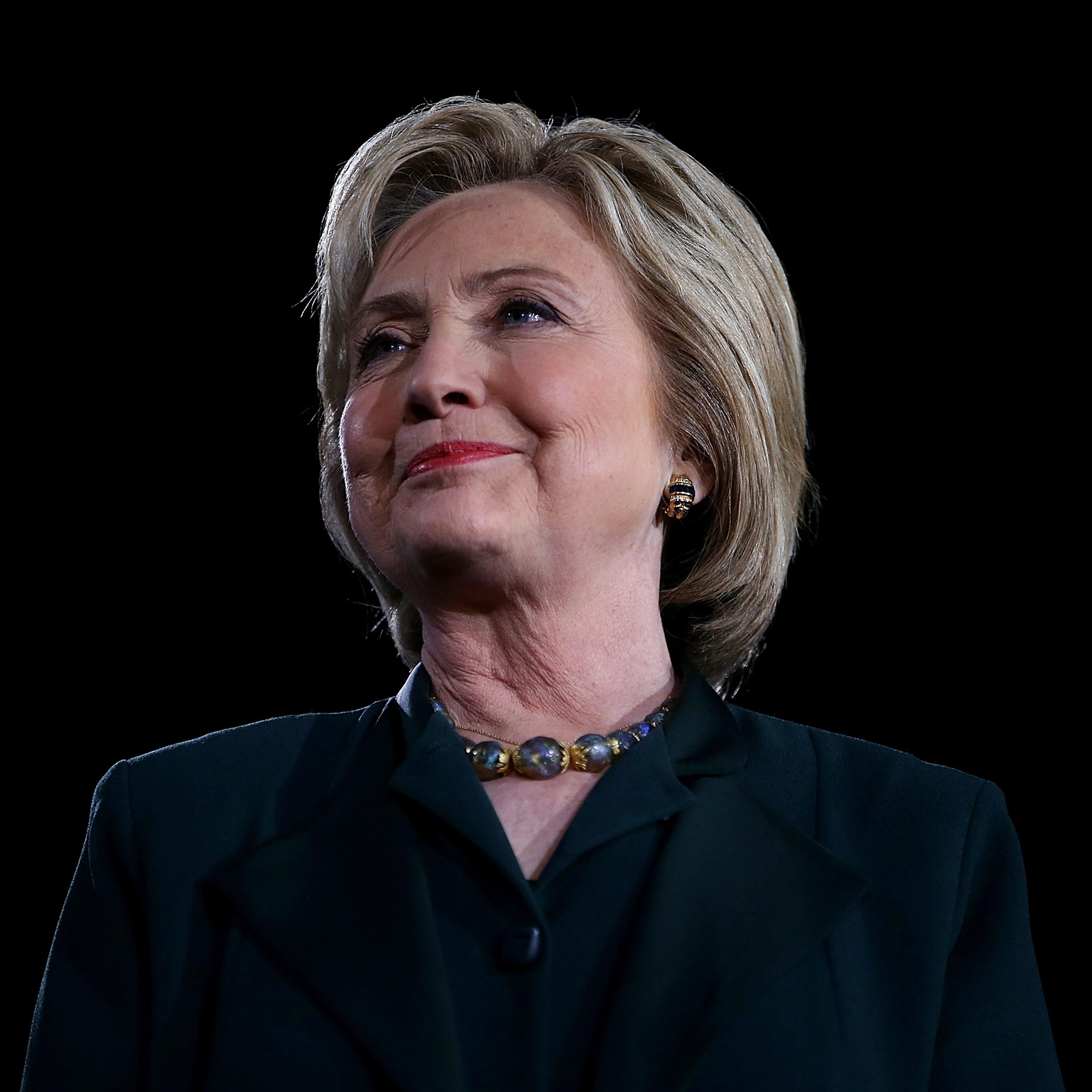 LAS VEGAS, NV - FEBRUARY 19: Democratic presidential candidate former Secretary of State Hillary Clinton looks on during a "Get Out The Caucus" at the Clark County Government Center on February 19, 2016 in Las Vegas, Nevada. With one day to go before the