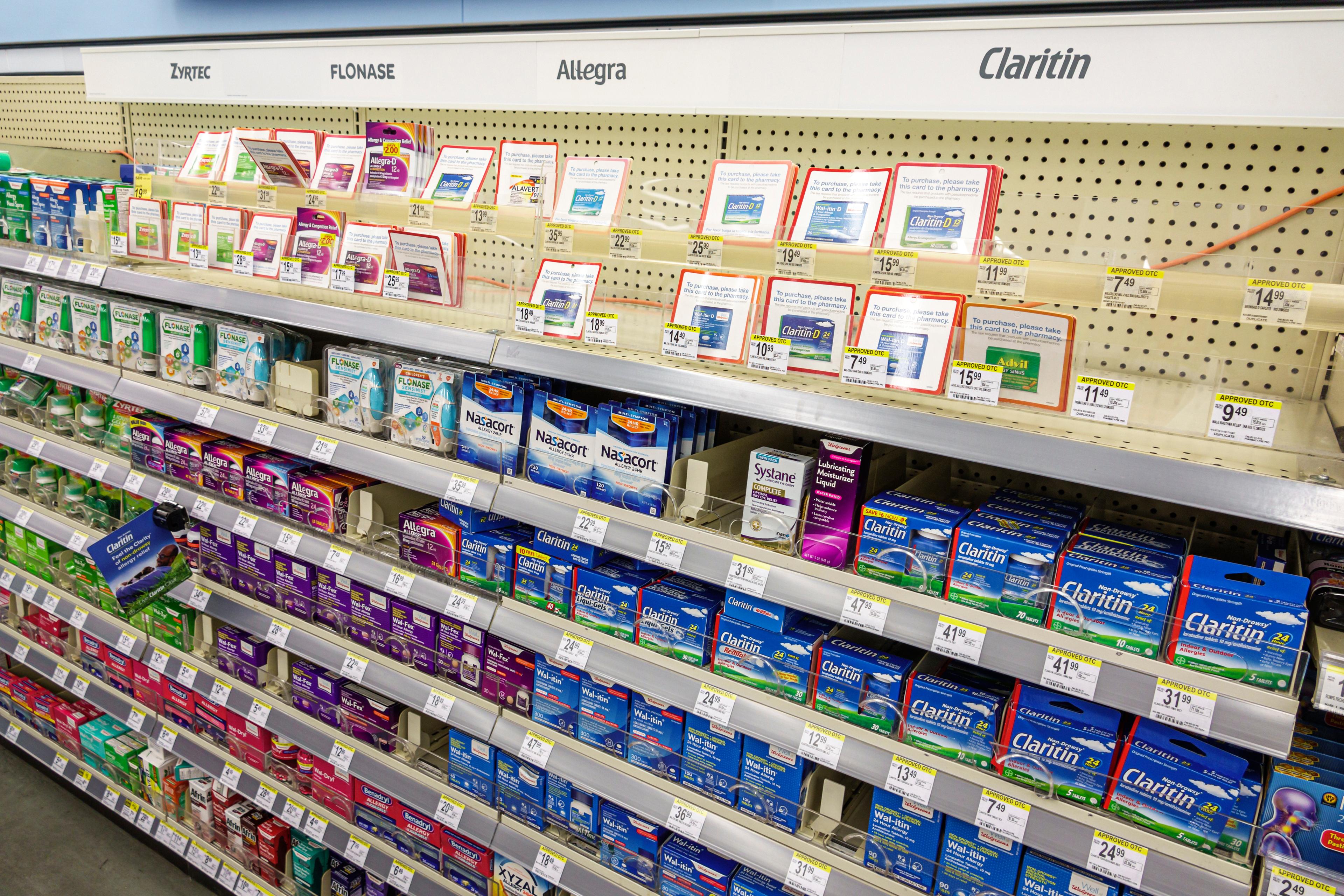 Florida, Miami Beach, Walgreens pharmacy, Over the counter Allergy relief medication
