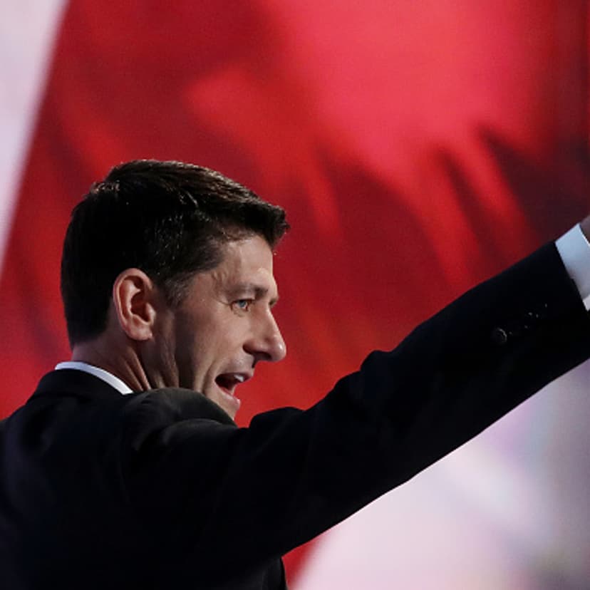Speaker Paul Ryan speaks on the third day of the Republican National Convention on July 20, 2016 at the Quicken Loans Arena in Cleveland, Ohio.
