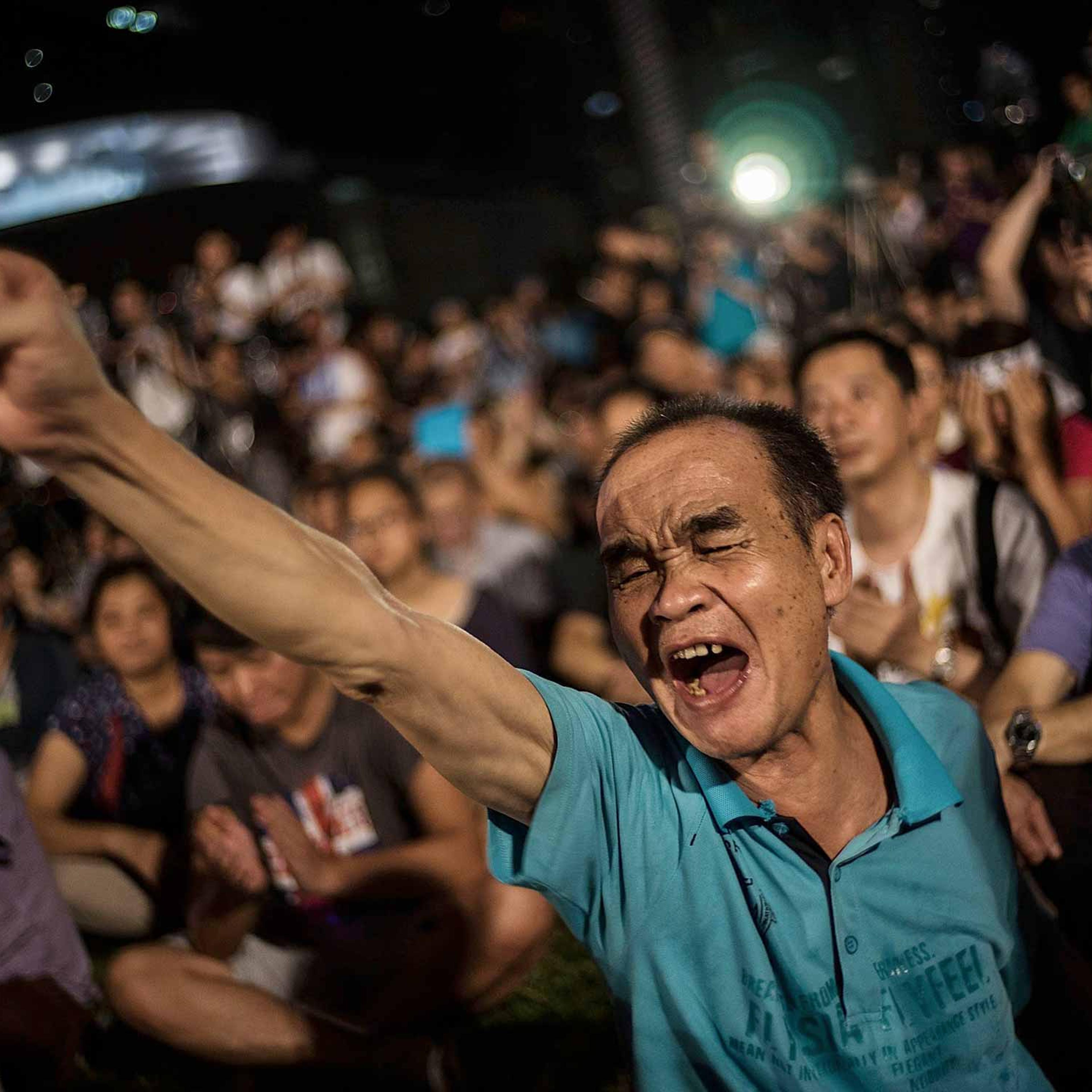 Hong Kong protesters rally outside government offices after Beijing’s Aug. 31 announcement of its election scheme for the territory