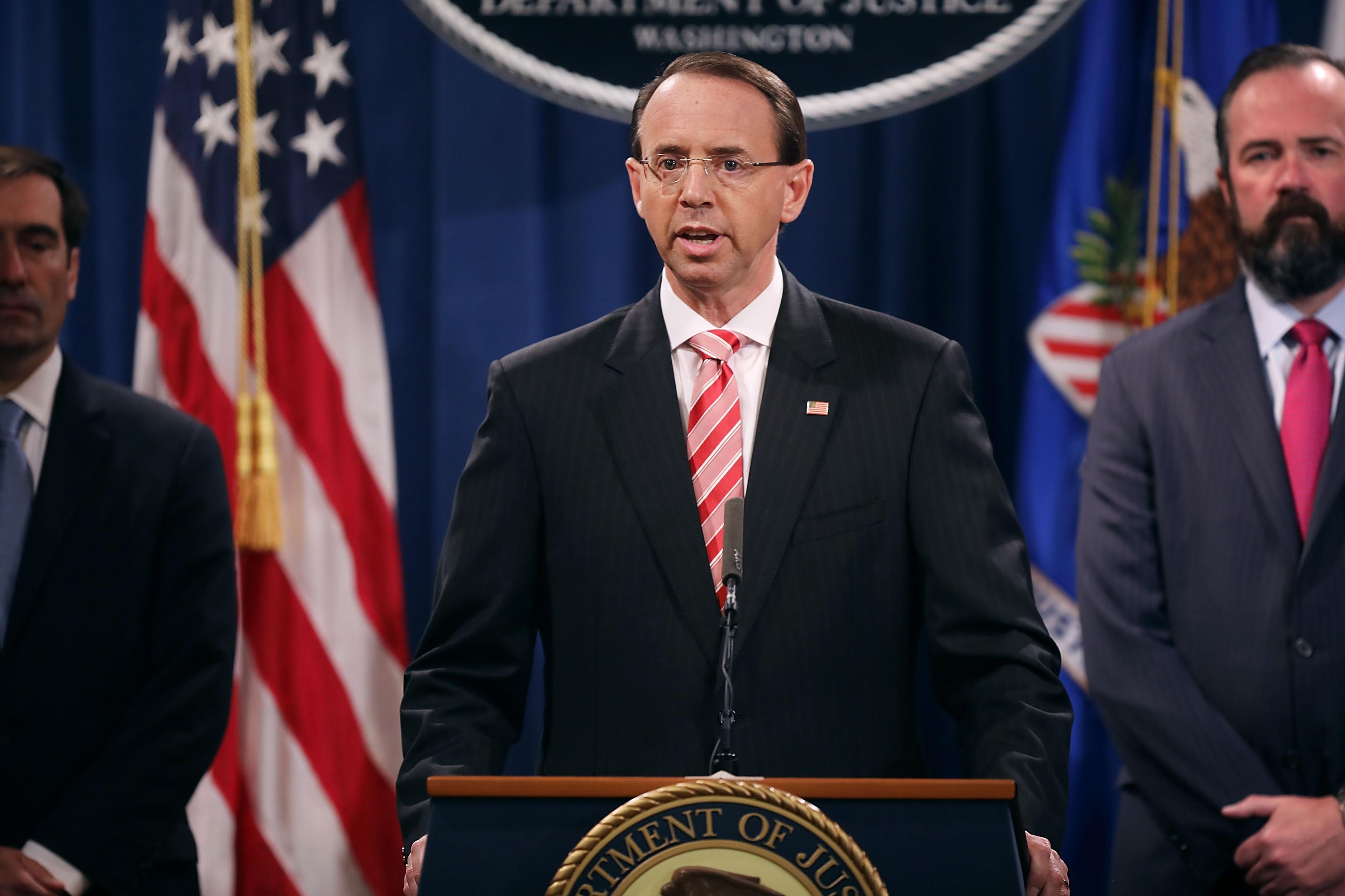 Deputy Attorney General Rod Rosenstein Announces Indictment Of 12 Russian Military Officers For DNC Hacking