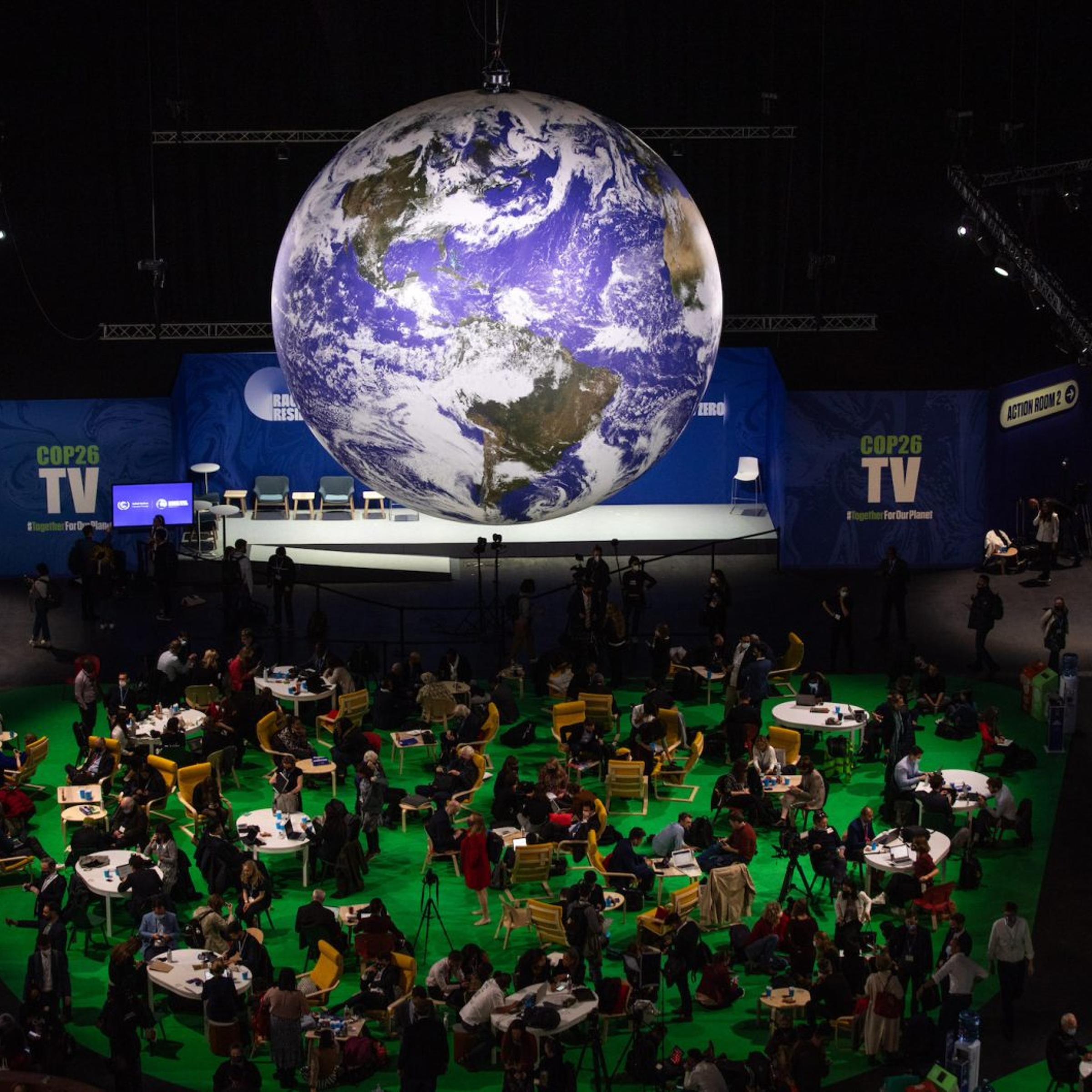 Attendees in the Blue Zone during the COP26 climate talks in Glasgow, U.K., on Tuesday, Nov. 2, 2021.