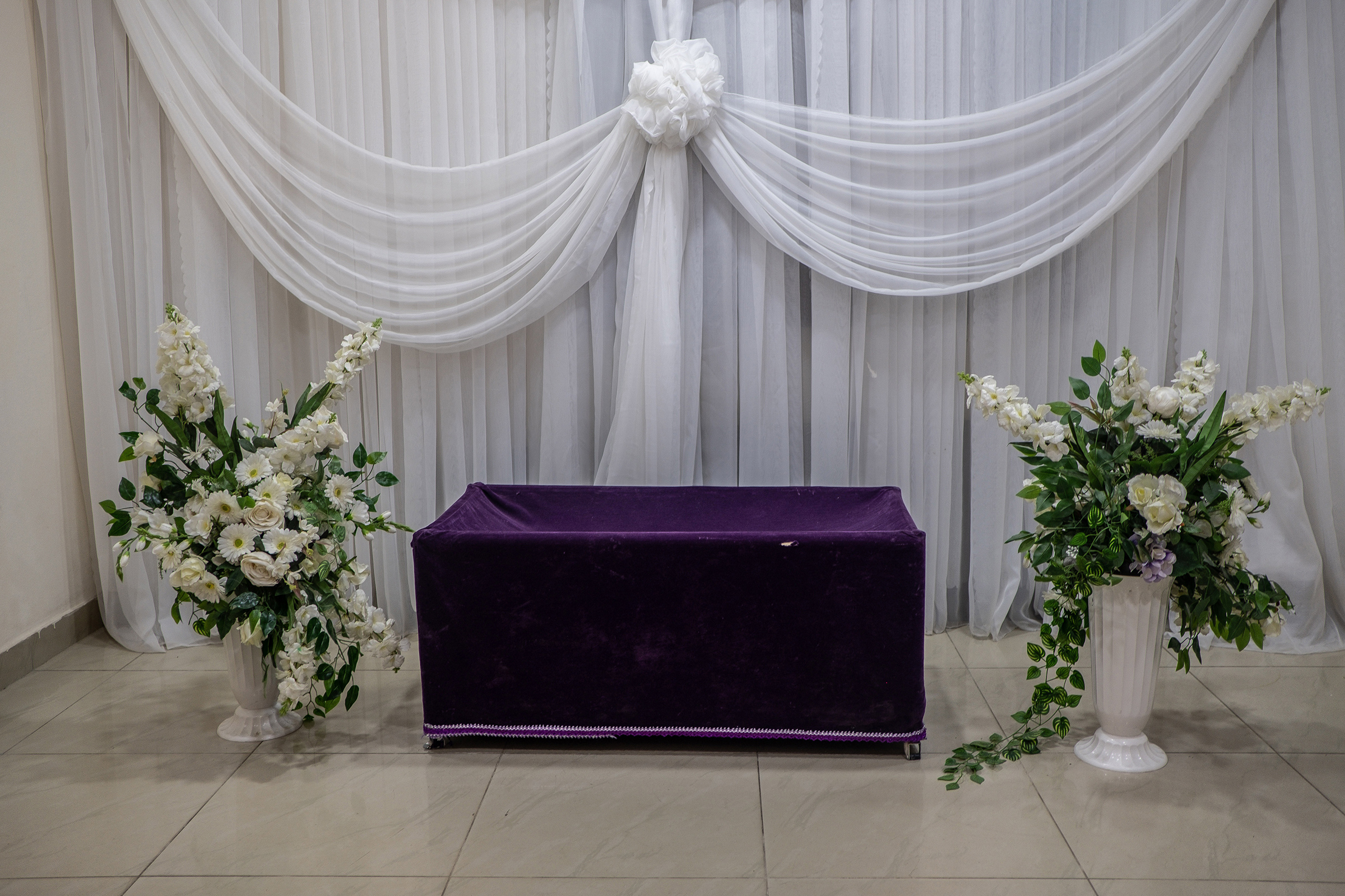 An empty viewing room at the Ebony Funeral Home in Lagos on Dec. 8, 2020.