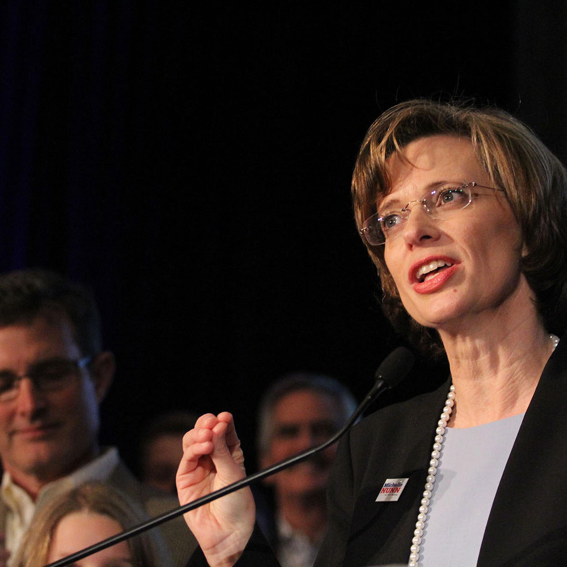 Michelle Nunn speaks to her supporters after winning the Democratic primary for Georgia Senate on May 20, 2014.