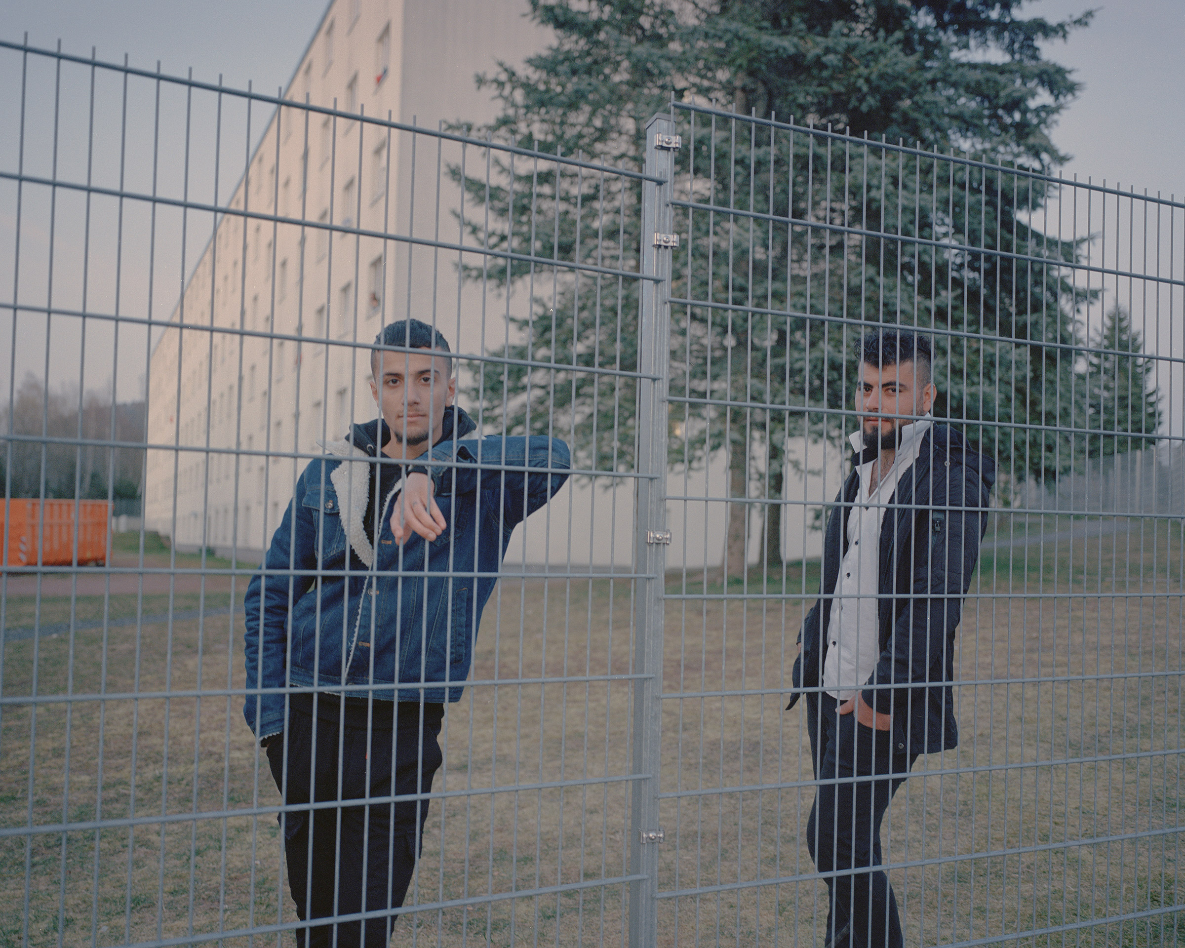 Mohamed and Saleh, both from Syria, photographed during quarantine at a refugee reception center in Suhl on March 27.
