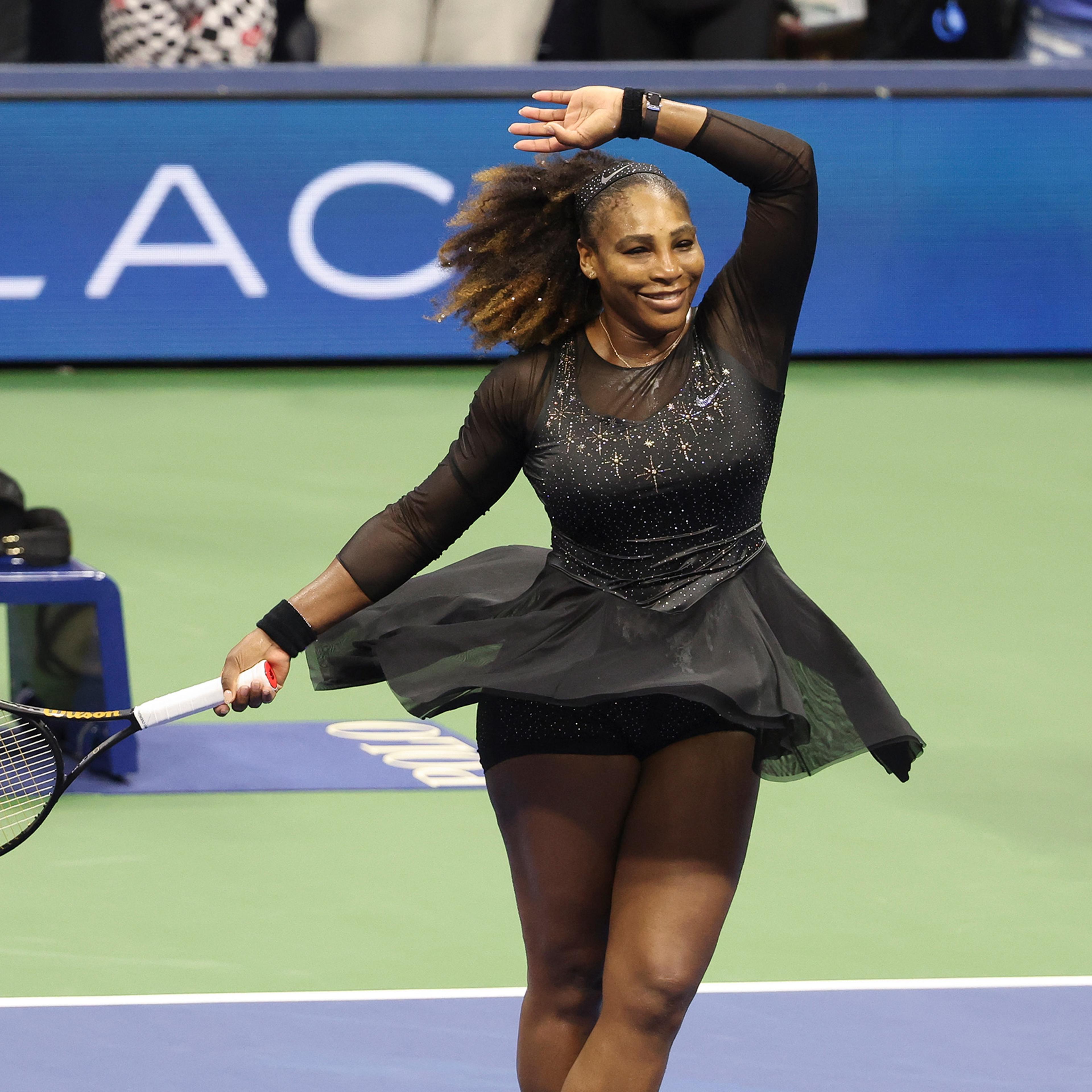 Serena Williams celebrates her first round victory during day 1 of the US Open 2022, at the USTA Billie Jean King National Tennis Center in Queens, N.Y., on Aug. 29, 2022.