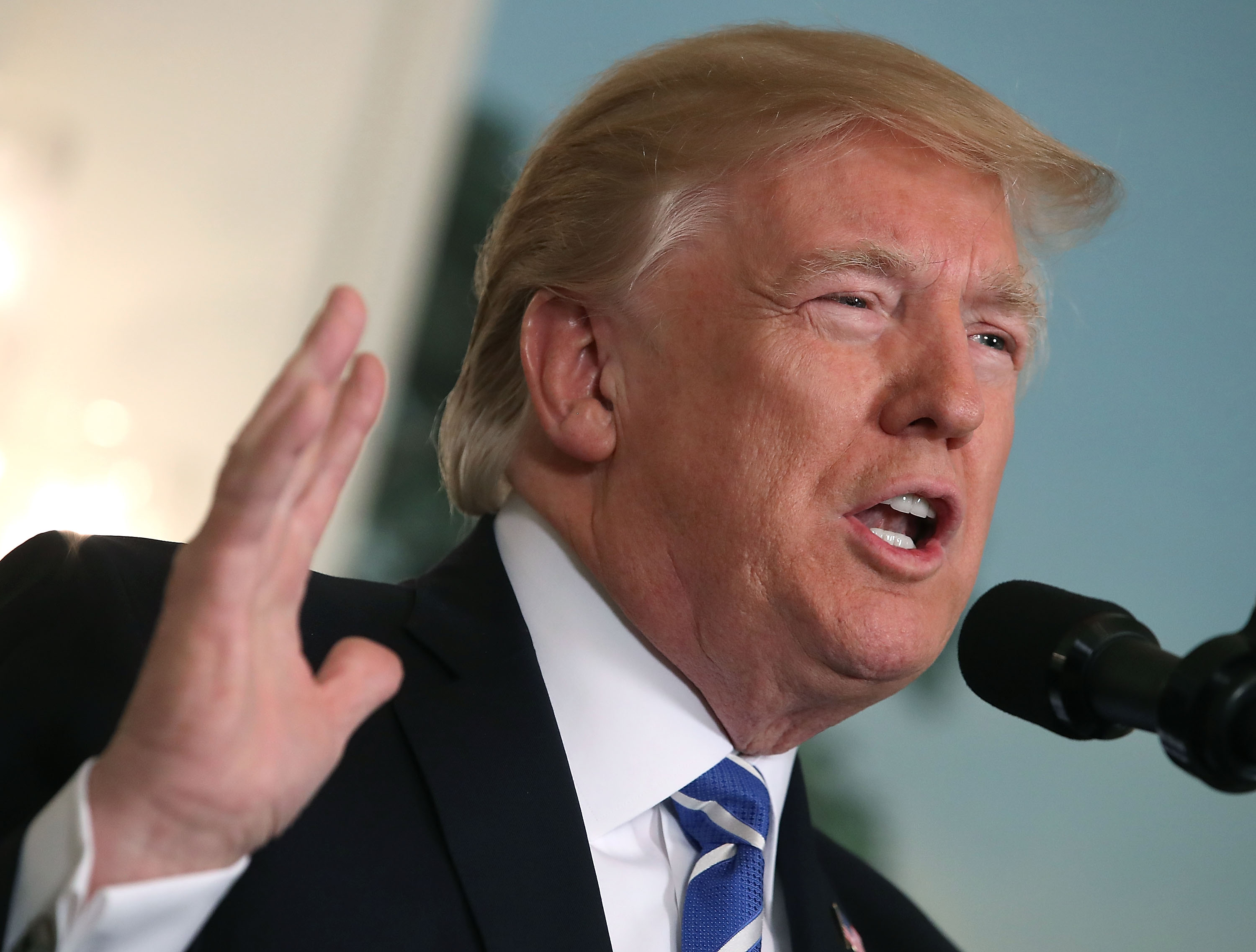 President Trump Delivers Remarks In The Diplomatic Room Of The White House