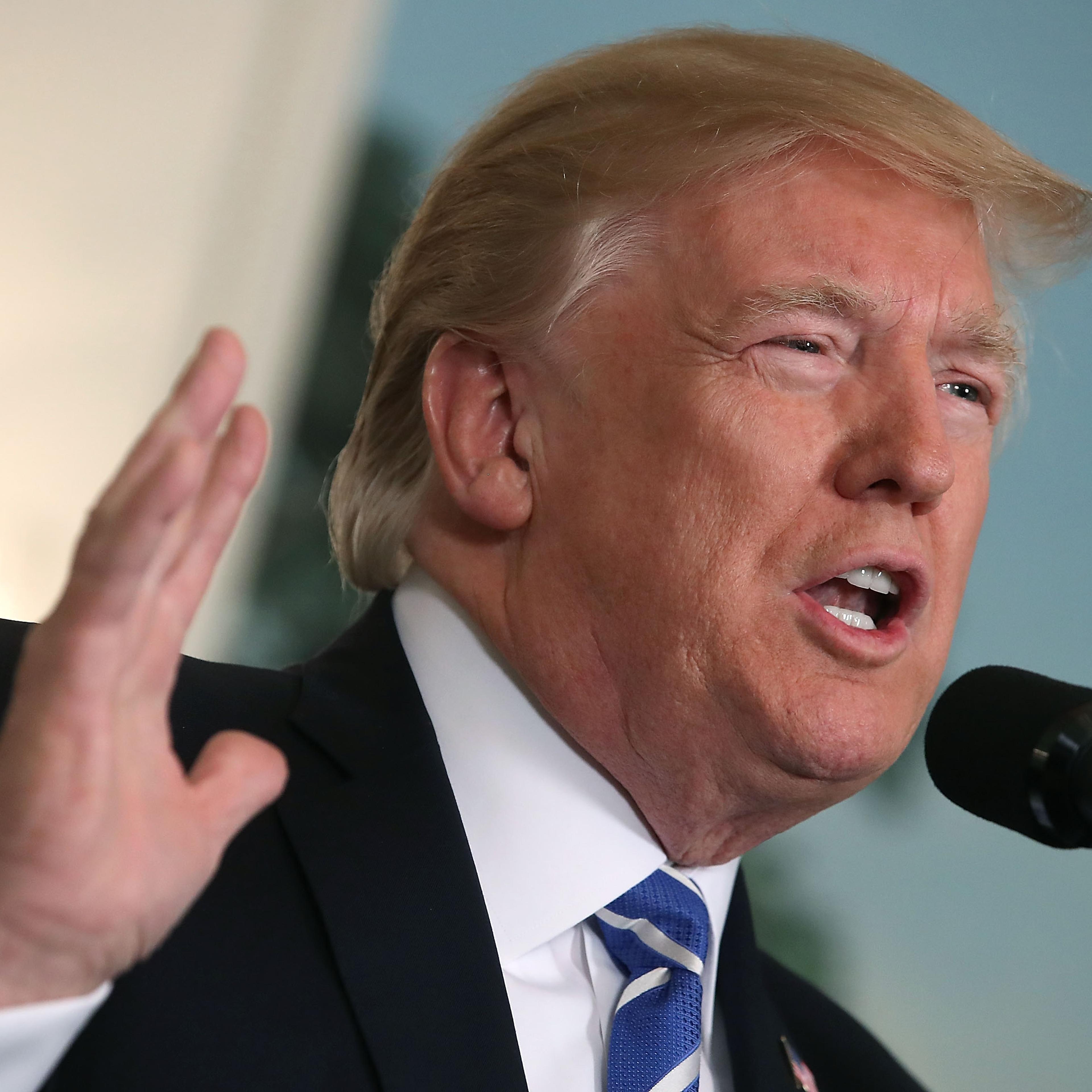 President Trump Delivers Remarks In The Diplomatic Room Of The White House