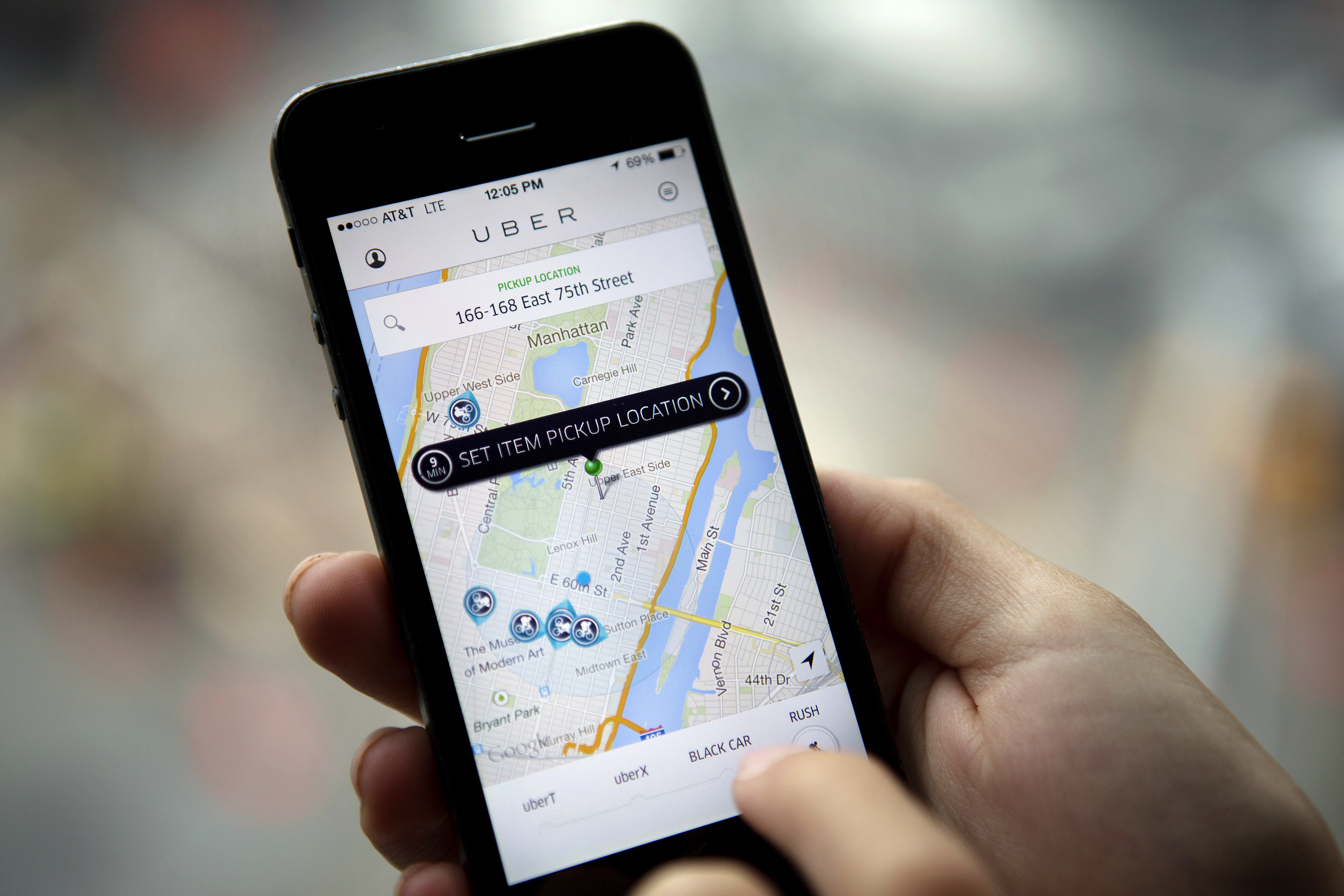 Uber on mobile phone