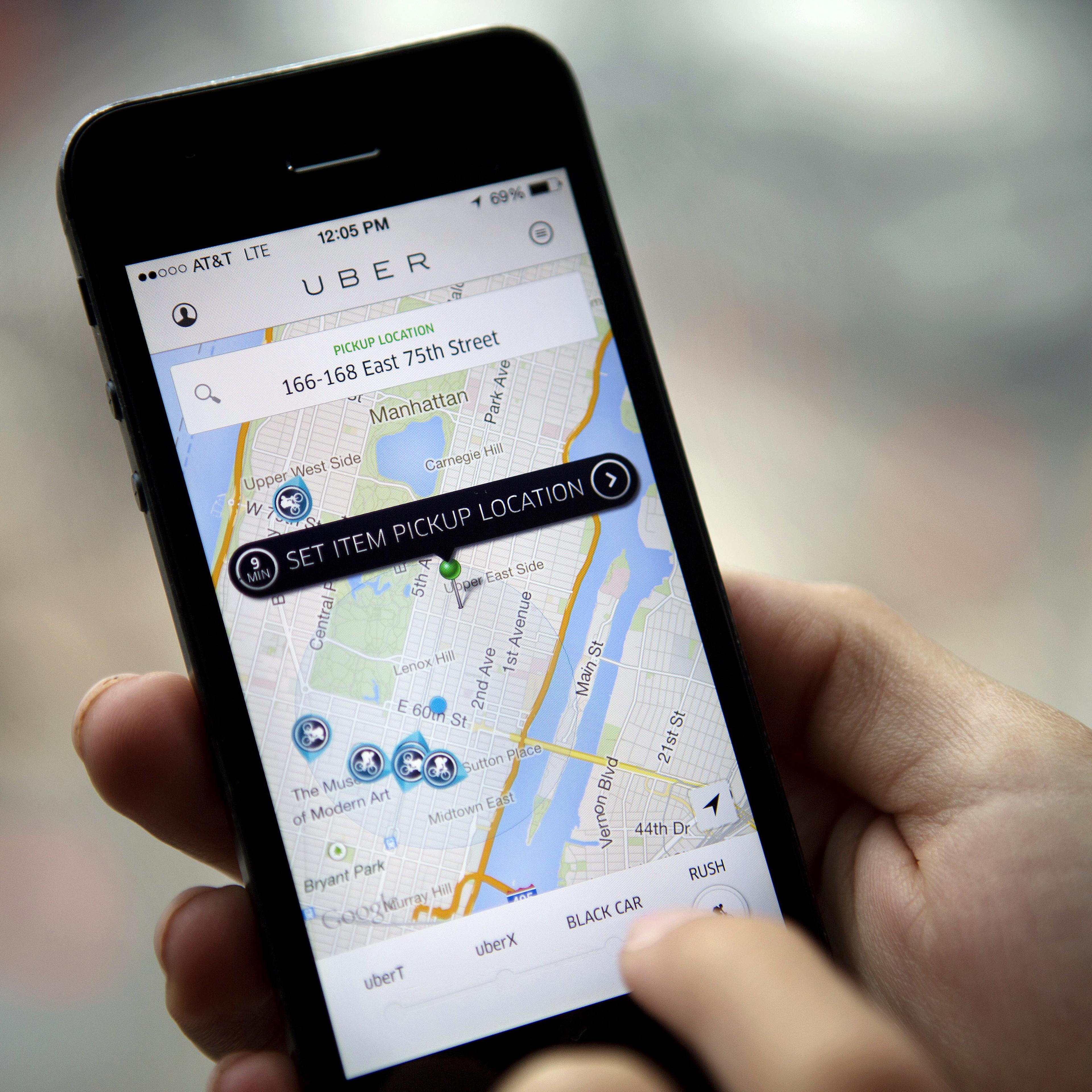 Uber on mobile phone