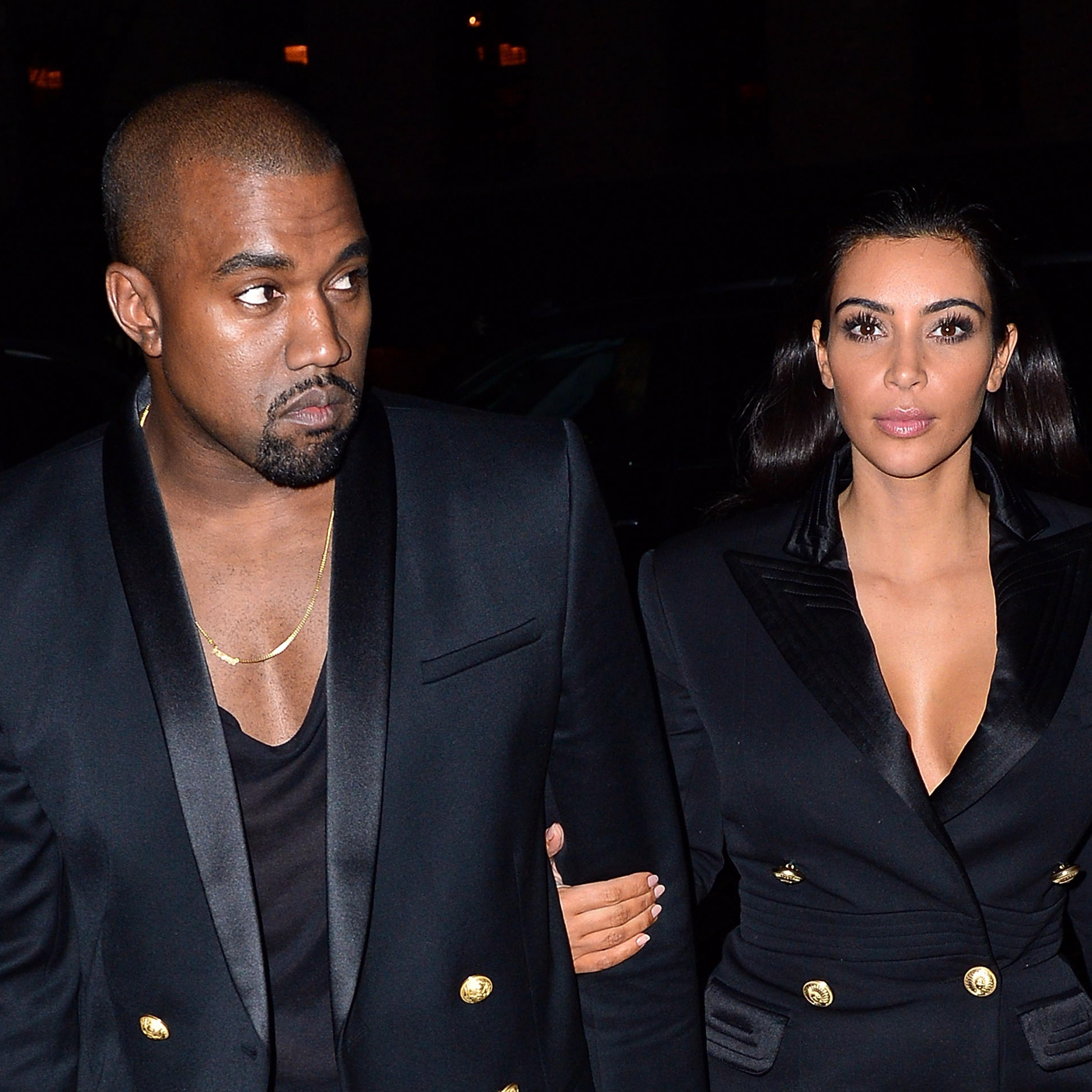 Kanye West and Kim Kardashian arrive to Soho House New York.