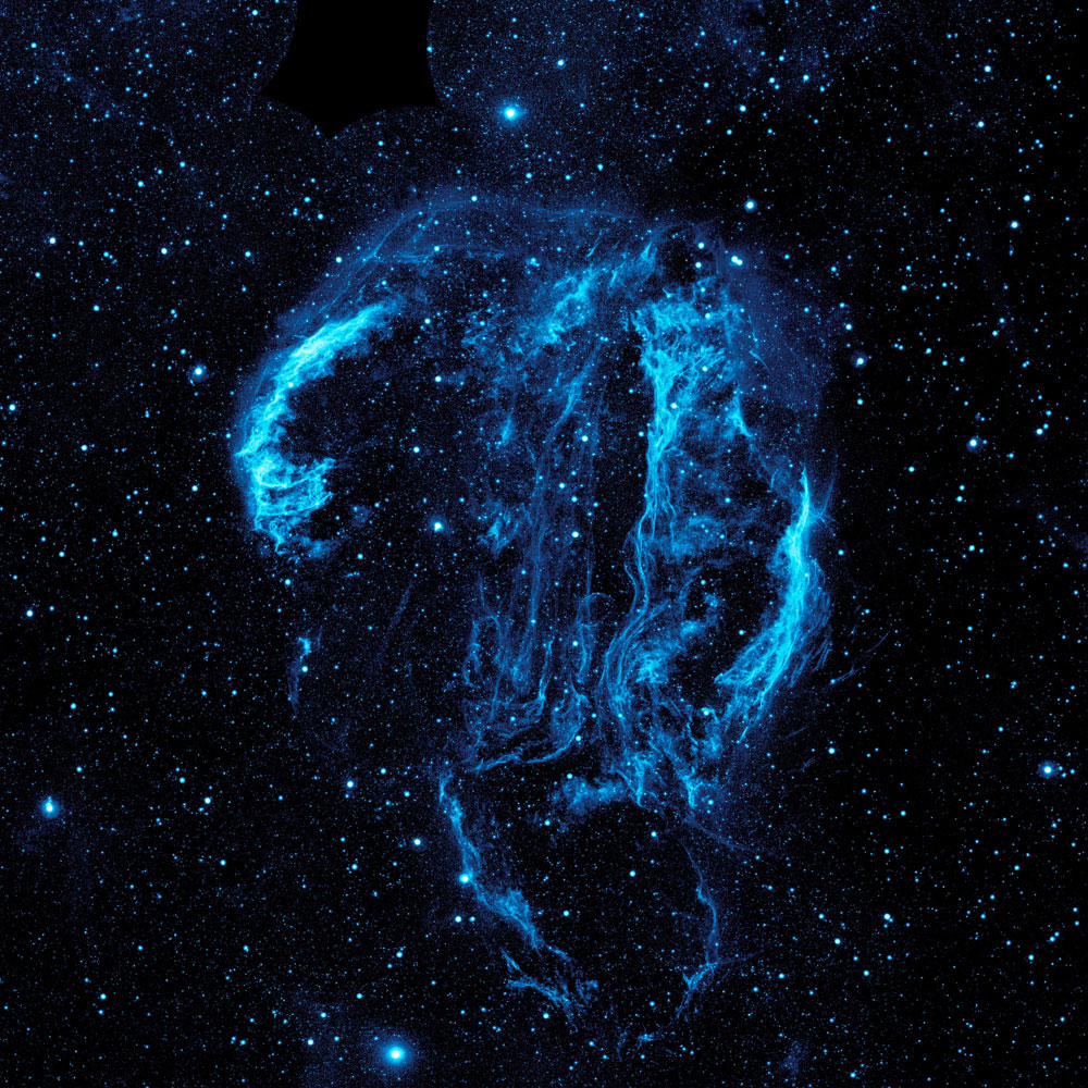 March 26, 2012. The Cygnus Loop Nebula, photographed by NASA's Galaxy Evolution Explorer.
