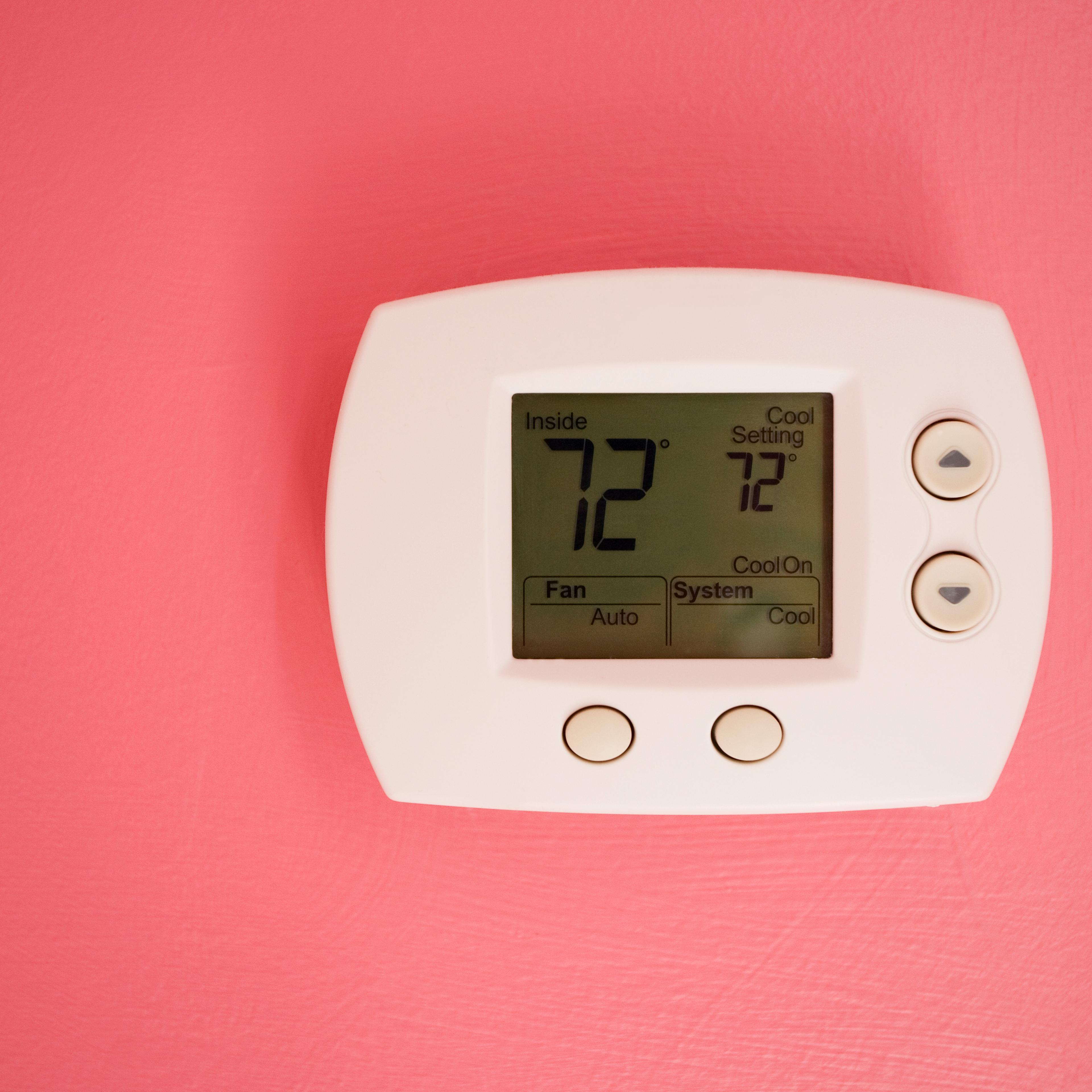 Thermostat on wall