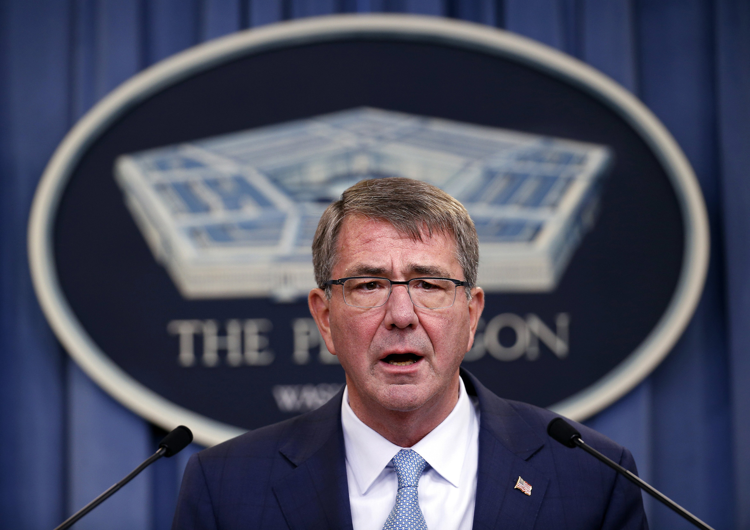 Defense Secretary Ash Carter speaks during a news conference where he announced new rules allowing transgender individuals to serve openly in the U.S. military at the Pentagon, June 30, 2016.