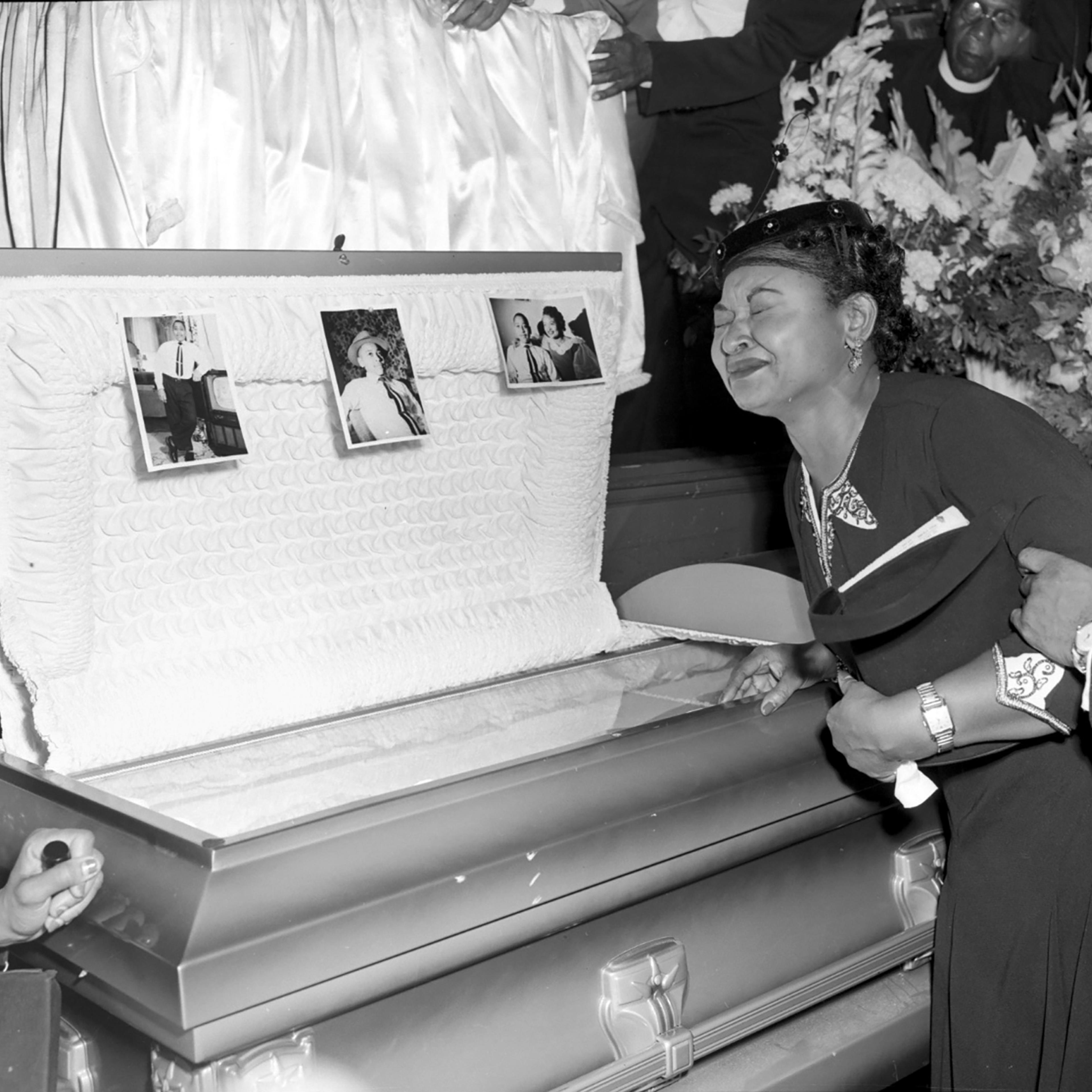 Mamie Till Mobley weeps at her son's funeral on Sept. 6, 1955, in Chicago.