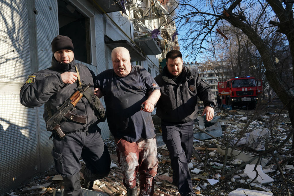 Airstrikes hit Chuhuiv, Ukraine