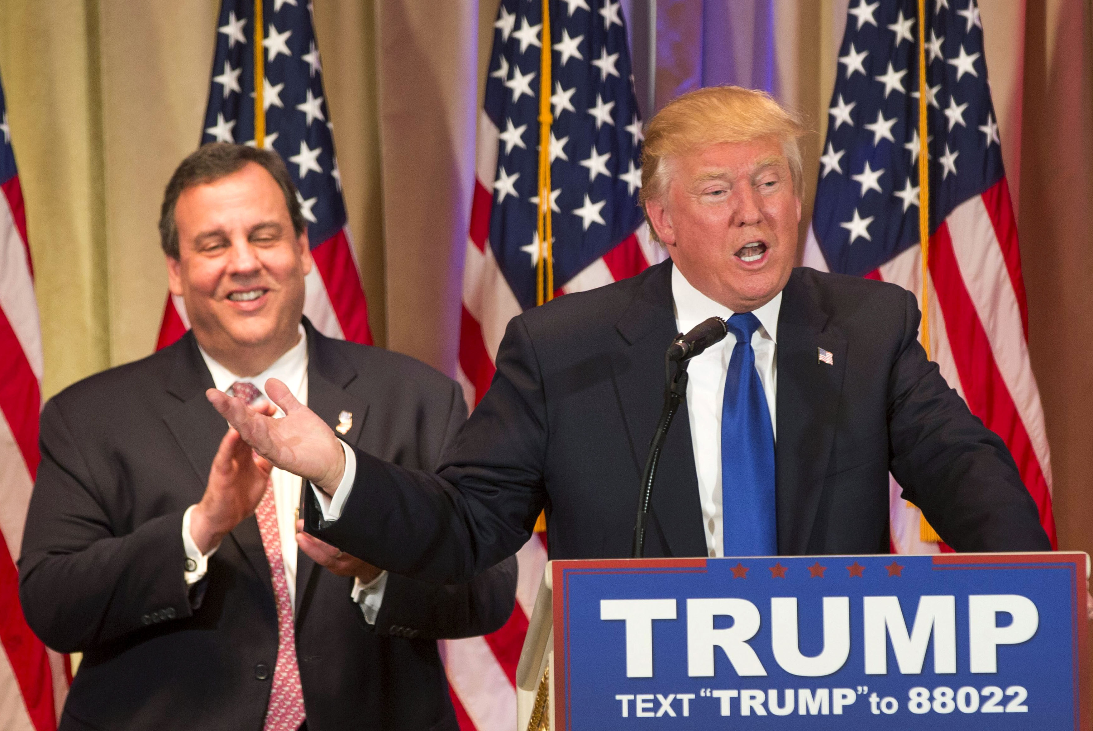 Republican presidential candidate Donald Trump speaks after being introduced by New Jersey Gov. Chris Christie at his Super Tuesday campaign event in Palm Beach, Fla. on March 1.