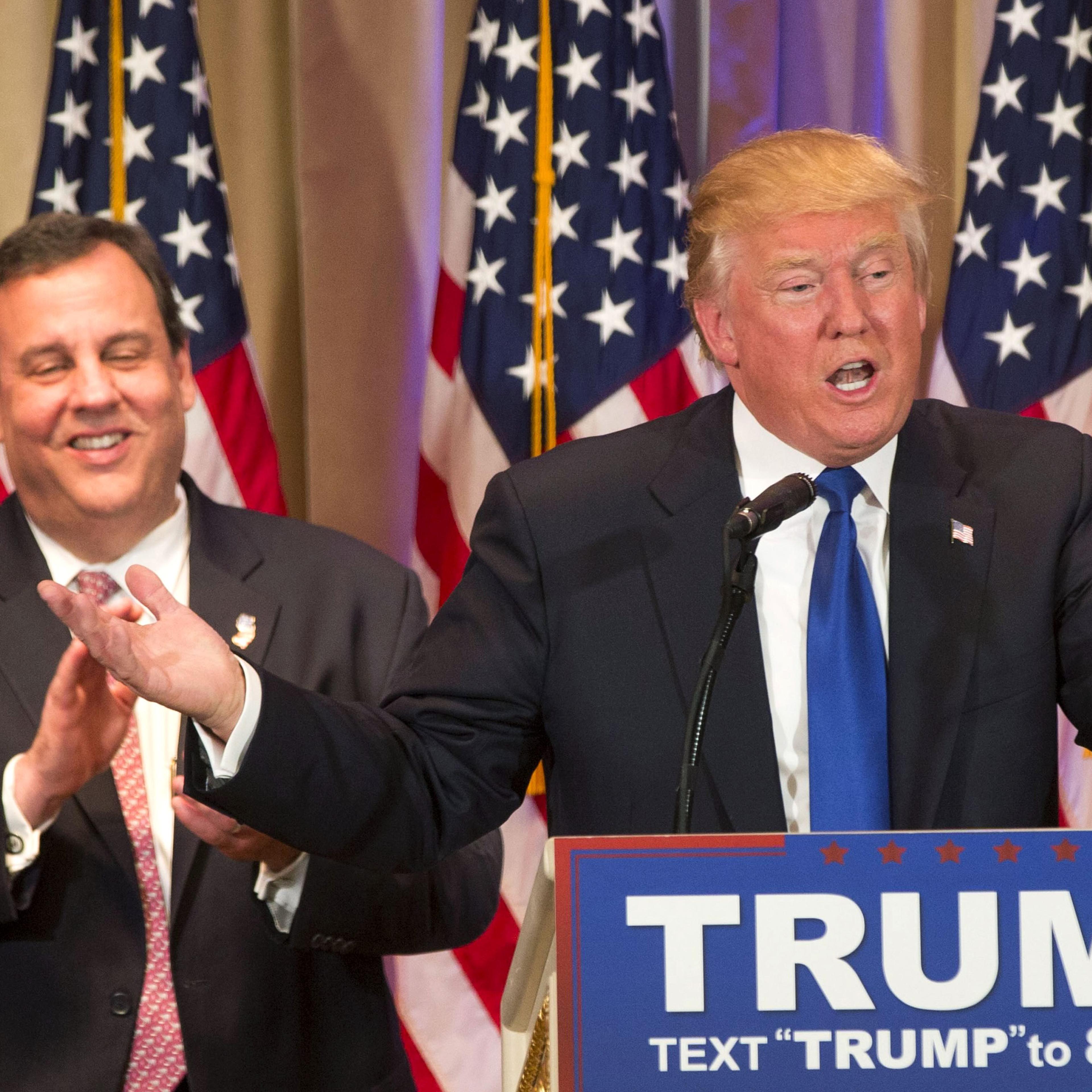 Republican presidential candidate Donald Trump speaks after being introduced by New Jersey Gov. Chris Christie at his Super Tuesday campaign event in Palm Beach, Fla. on March 1.