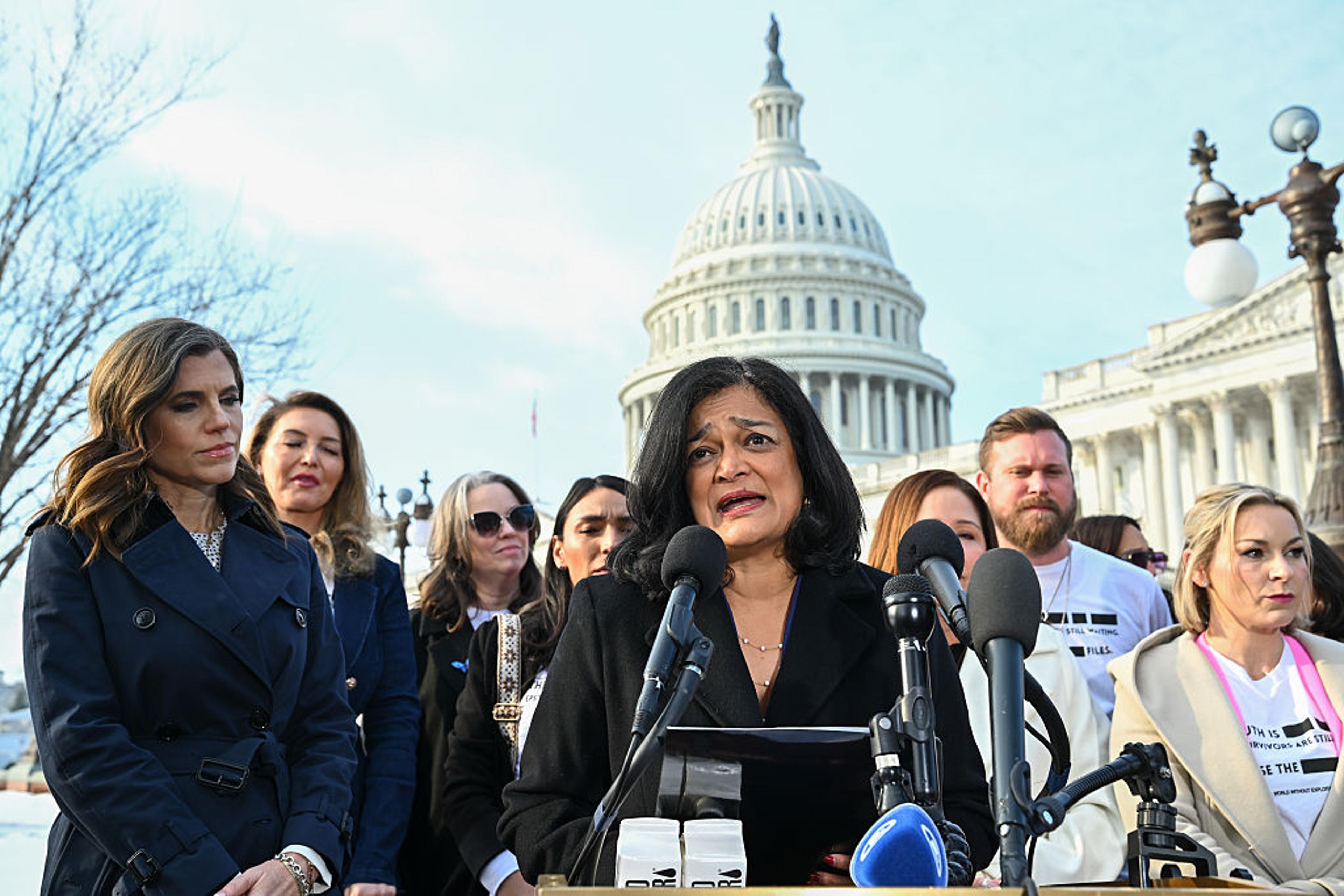 Epstein Abuse Survivors Join Lawmakers For News Conference On Capitol Hill
