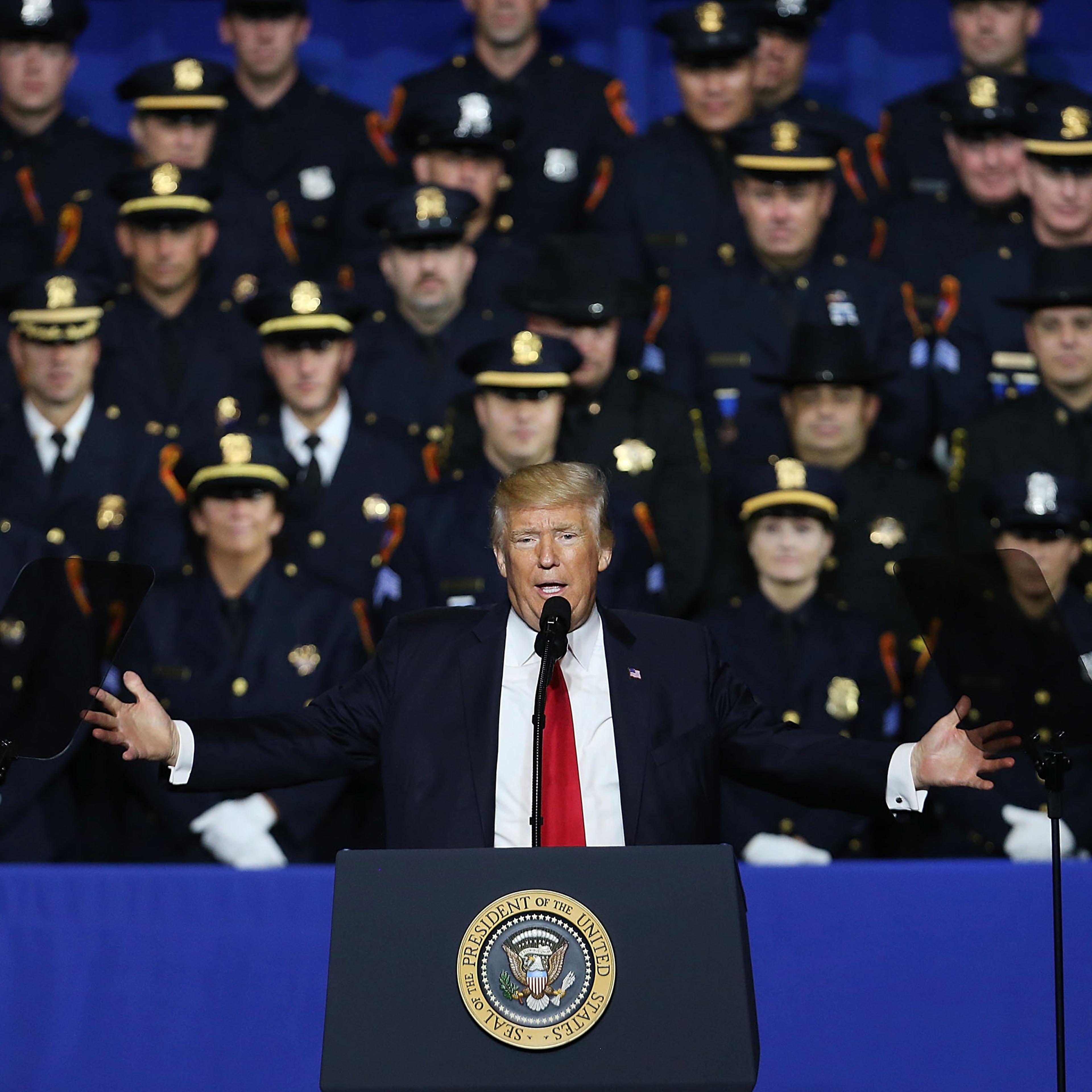 Donald Trump Addresses Members Of Law Enforcement On Long Island