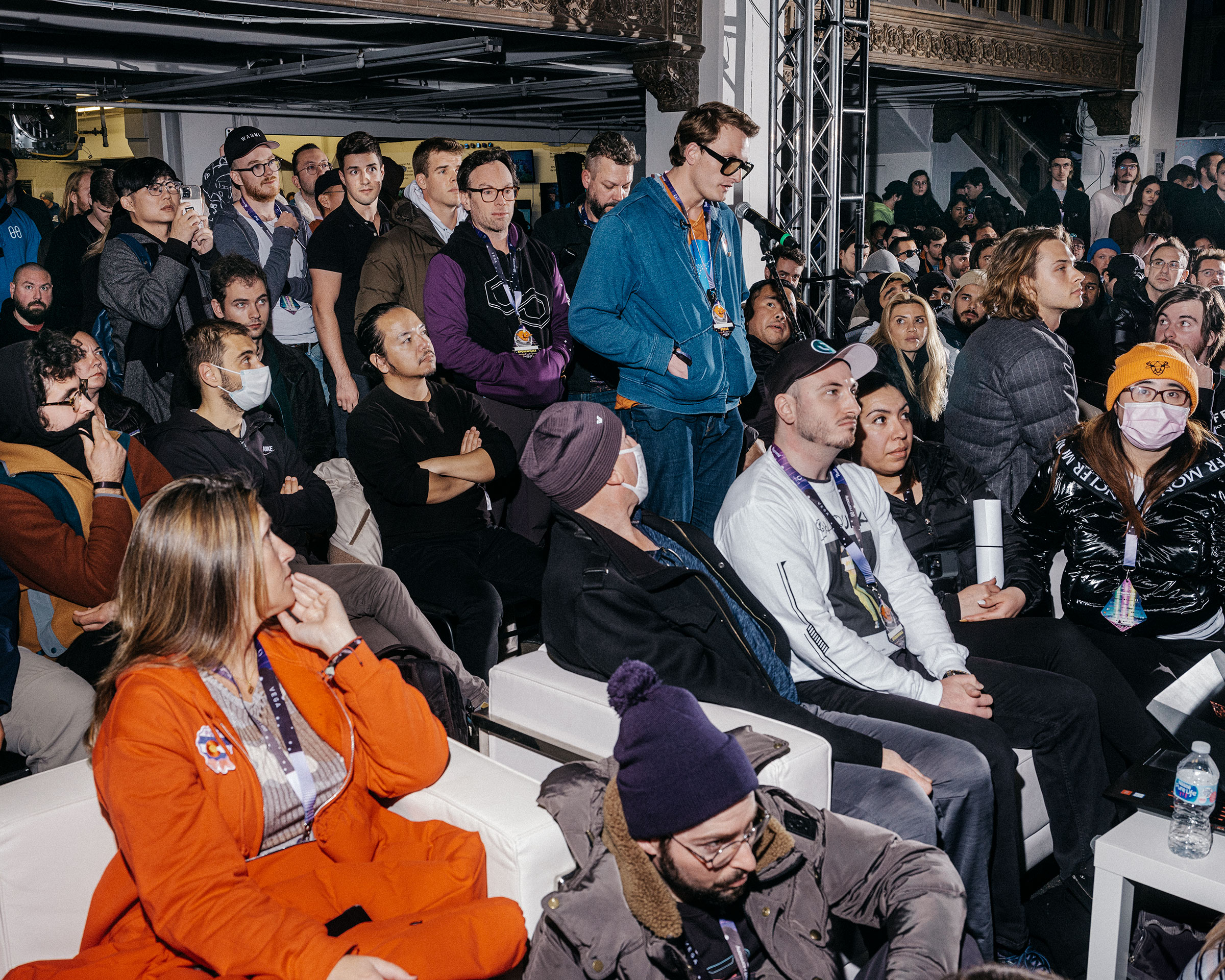 Conference­goers line up to ask Buterin questions after his keynote 