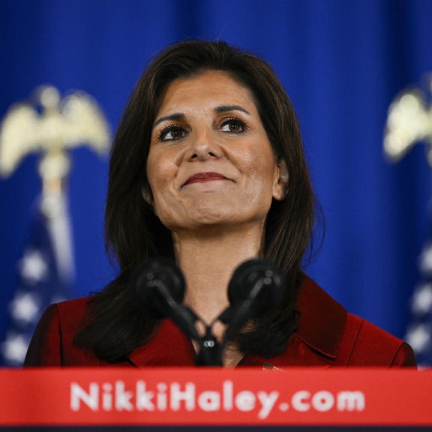 Republican presidential hopeful Nikki Haley speaks at her election night watch party the eve of the primary elections, in Charleston, South Carolina United States on Feb. 24, 2024.