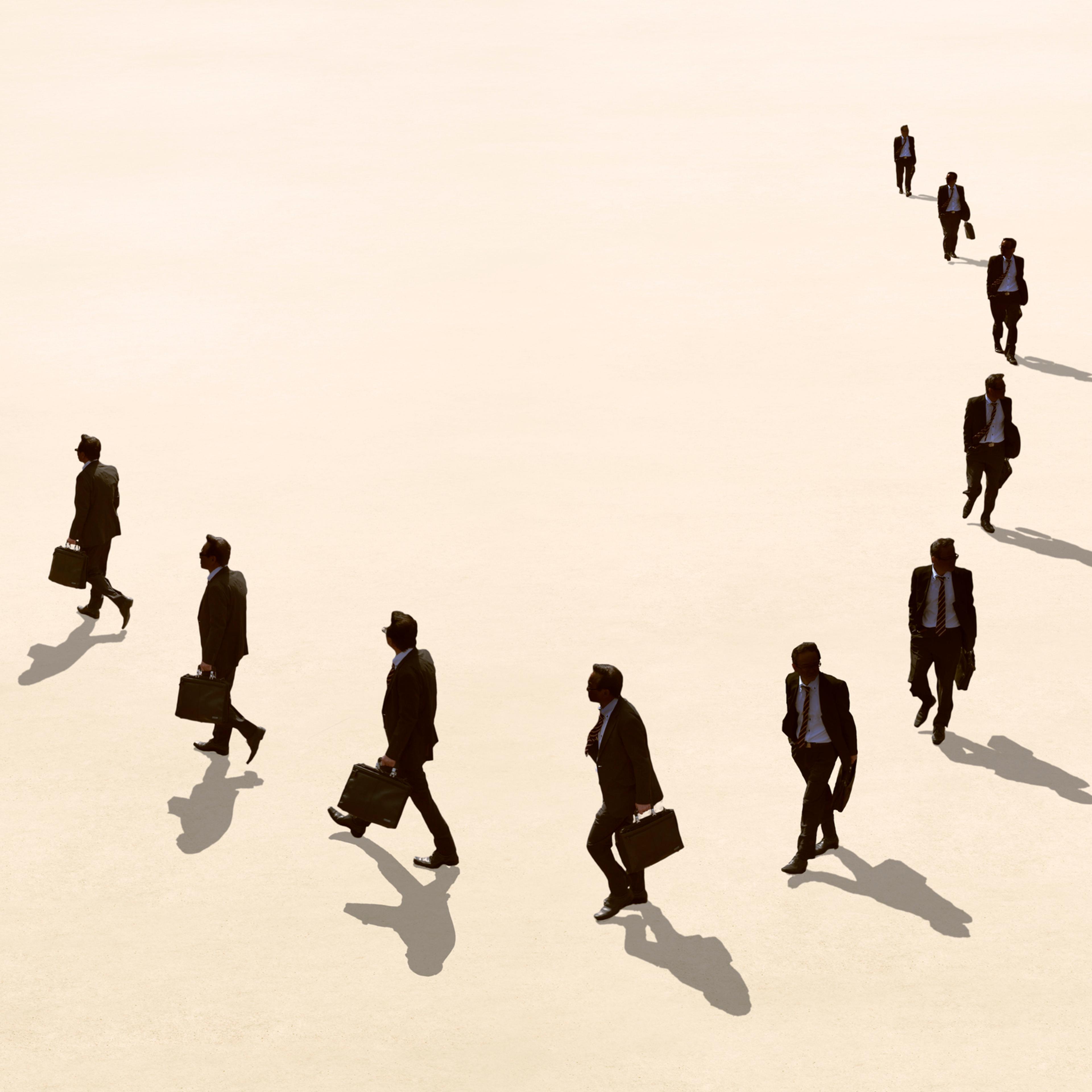 Businessman walking in circle