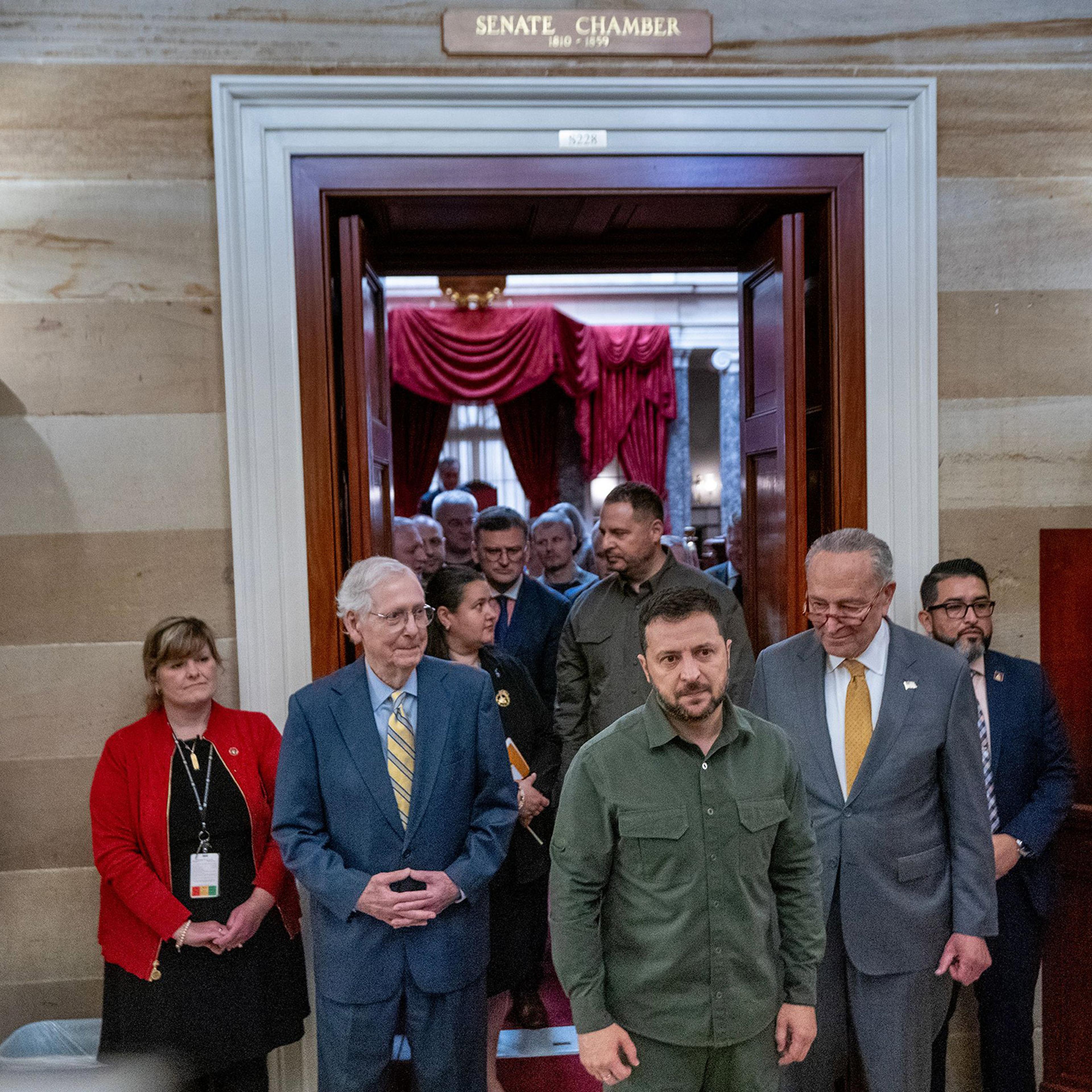Zelensky leaves a contentious meeting with U.S. Senators in the Capitol on Sept. 21.