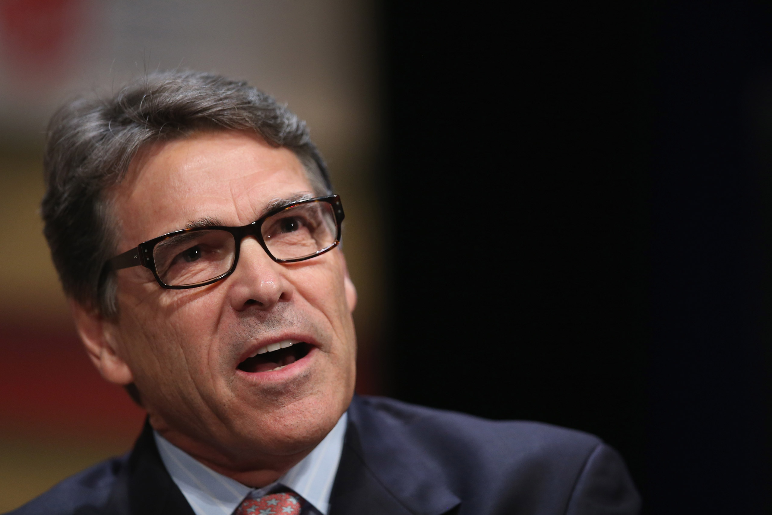 AMES, IA - JULY 18: Republican presidential candidate and former Texas Governor Rick Perry fields questions at The Family Leadership Summit at Stephens Auditorium on July 18, 2015 in Ames, Iowa. According to the organizers the purpose of The Family Leade