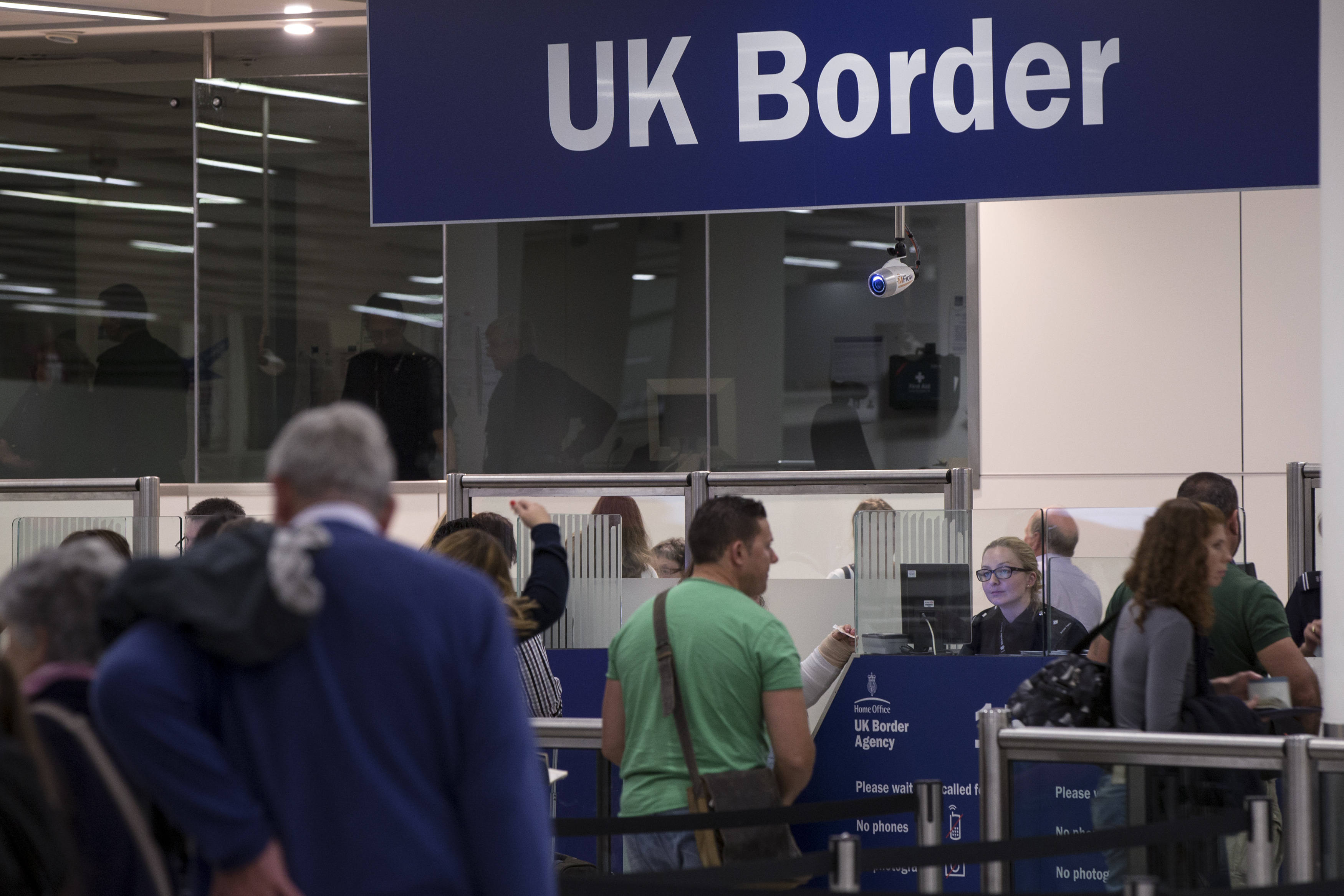 Passport control at Gatwick Airport