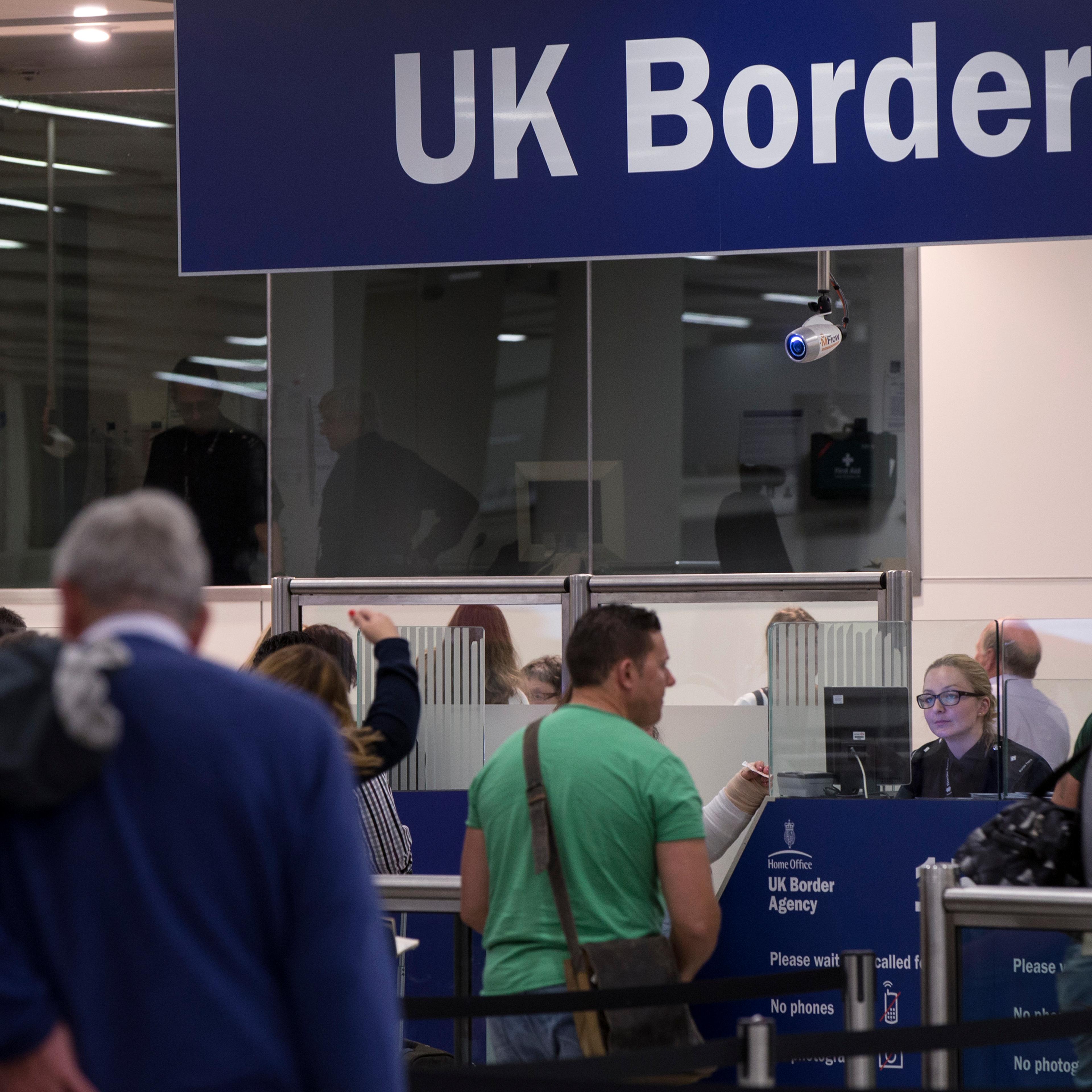 Passport control at Gatwick Airport