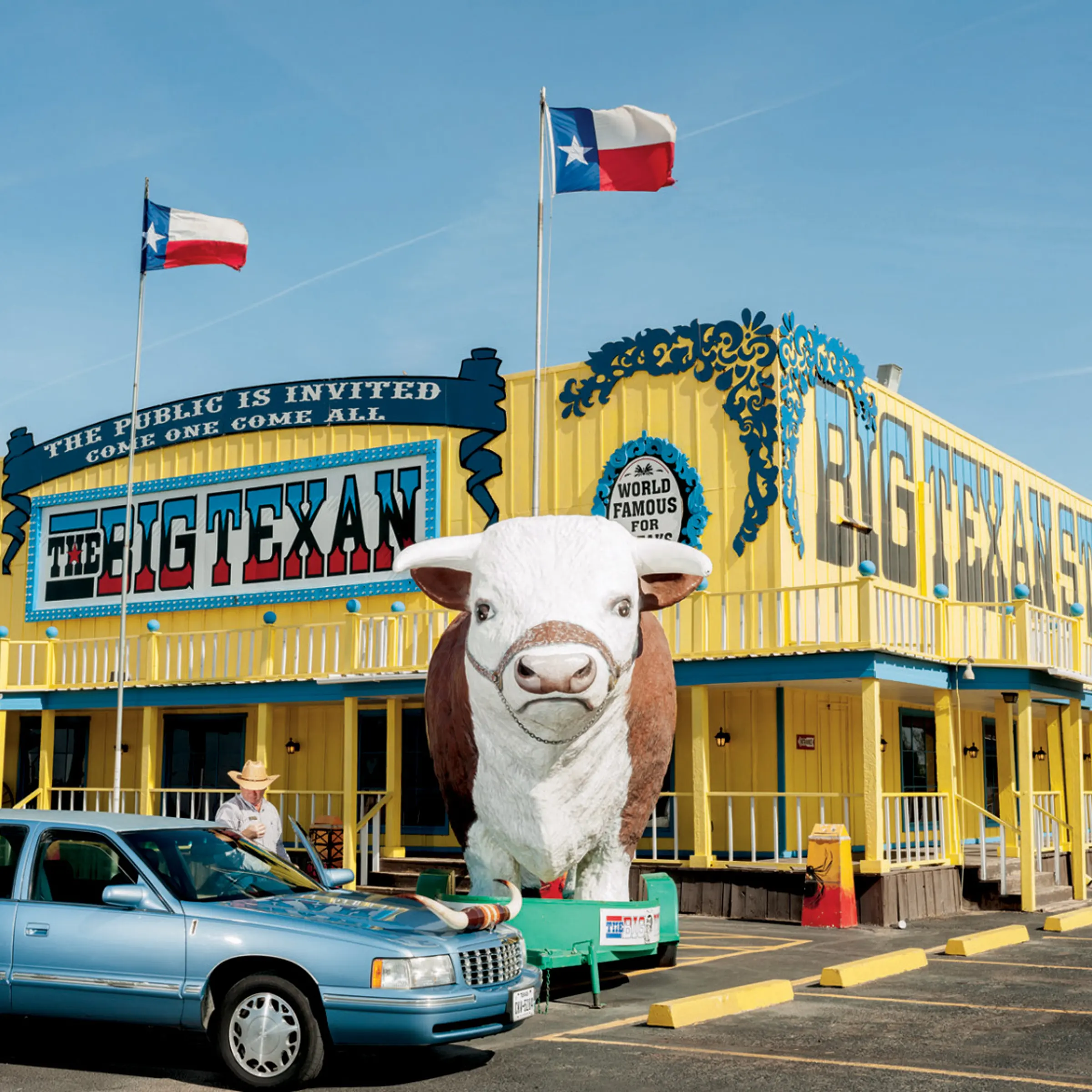 Beef is big in Texas. Last year in the state, ten times as many calves were born, 3.85 million, as human babies. At the Big Texan in Amarillo—which offers free rides in a longhorn limo—you get your 72-ounce steak for free if you finish it in under an hou