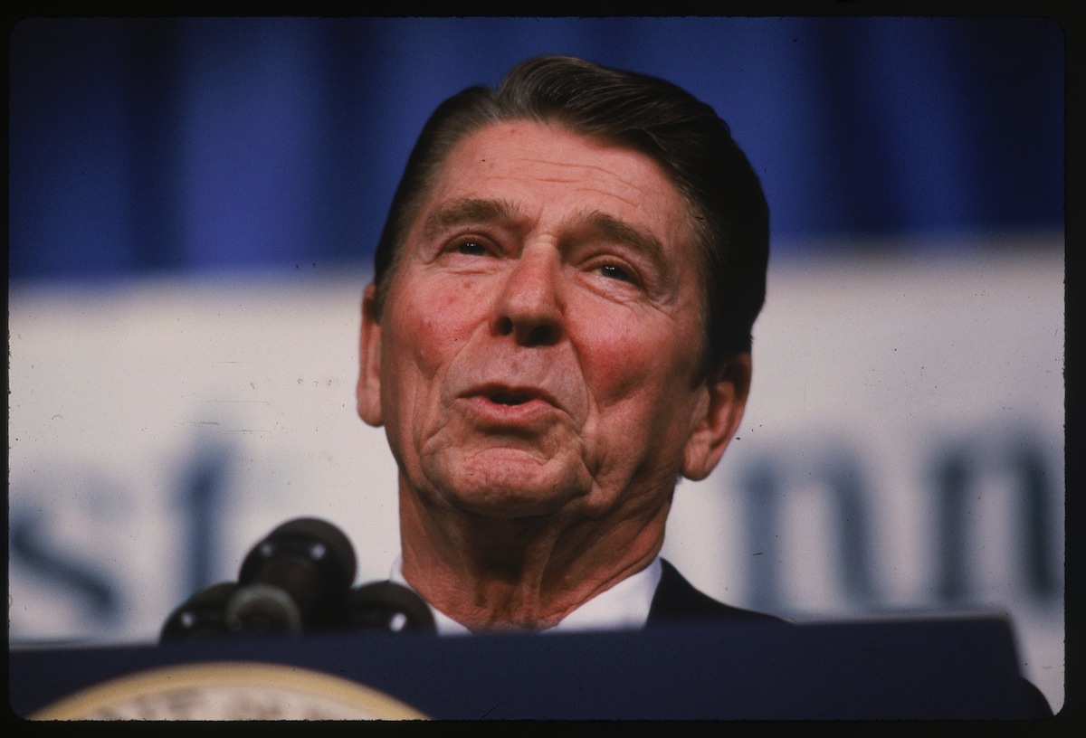 President Ronald Reagan addressing the National As