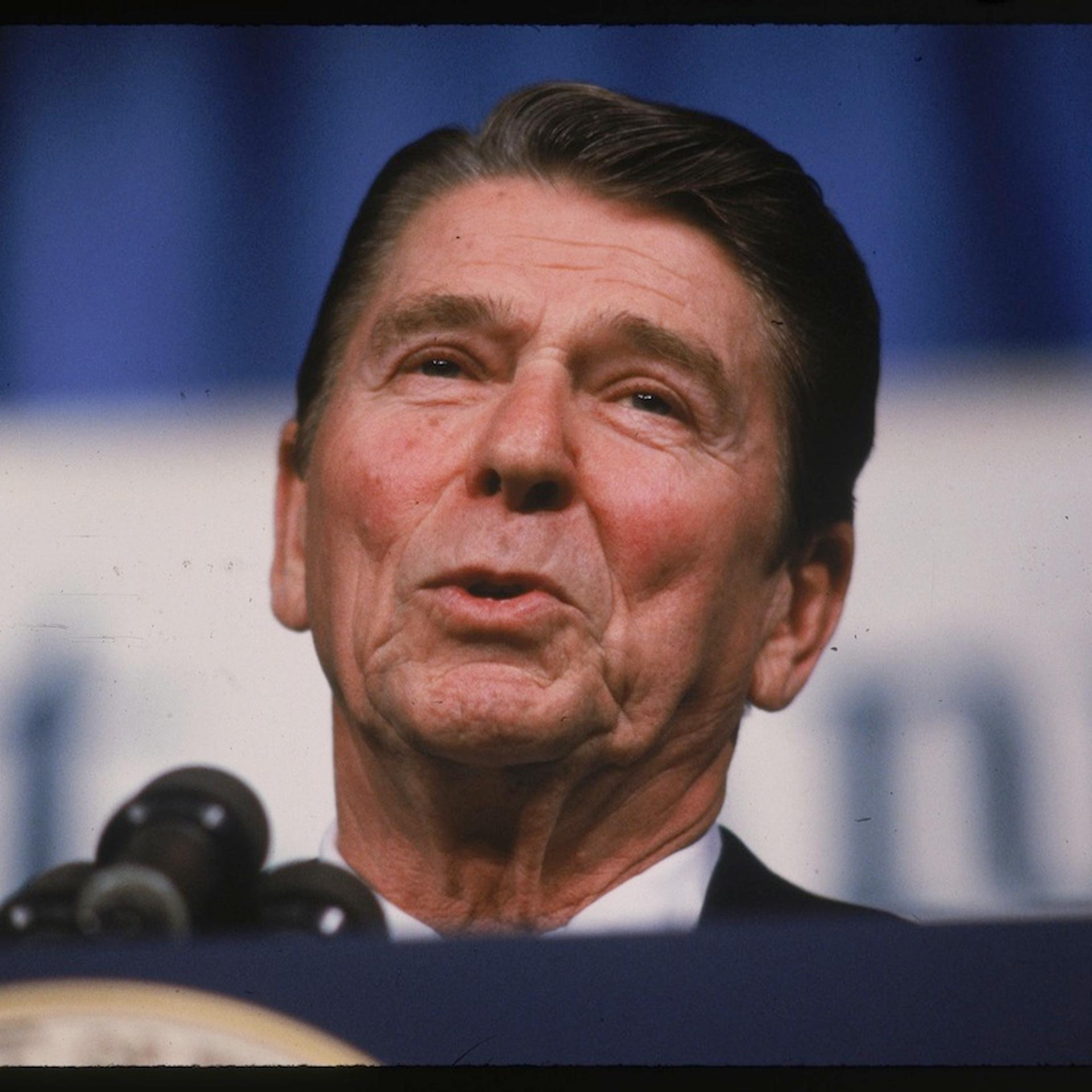 President Ronald Reagan addressing the National As