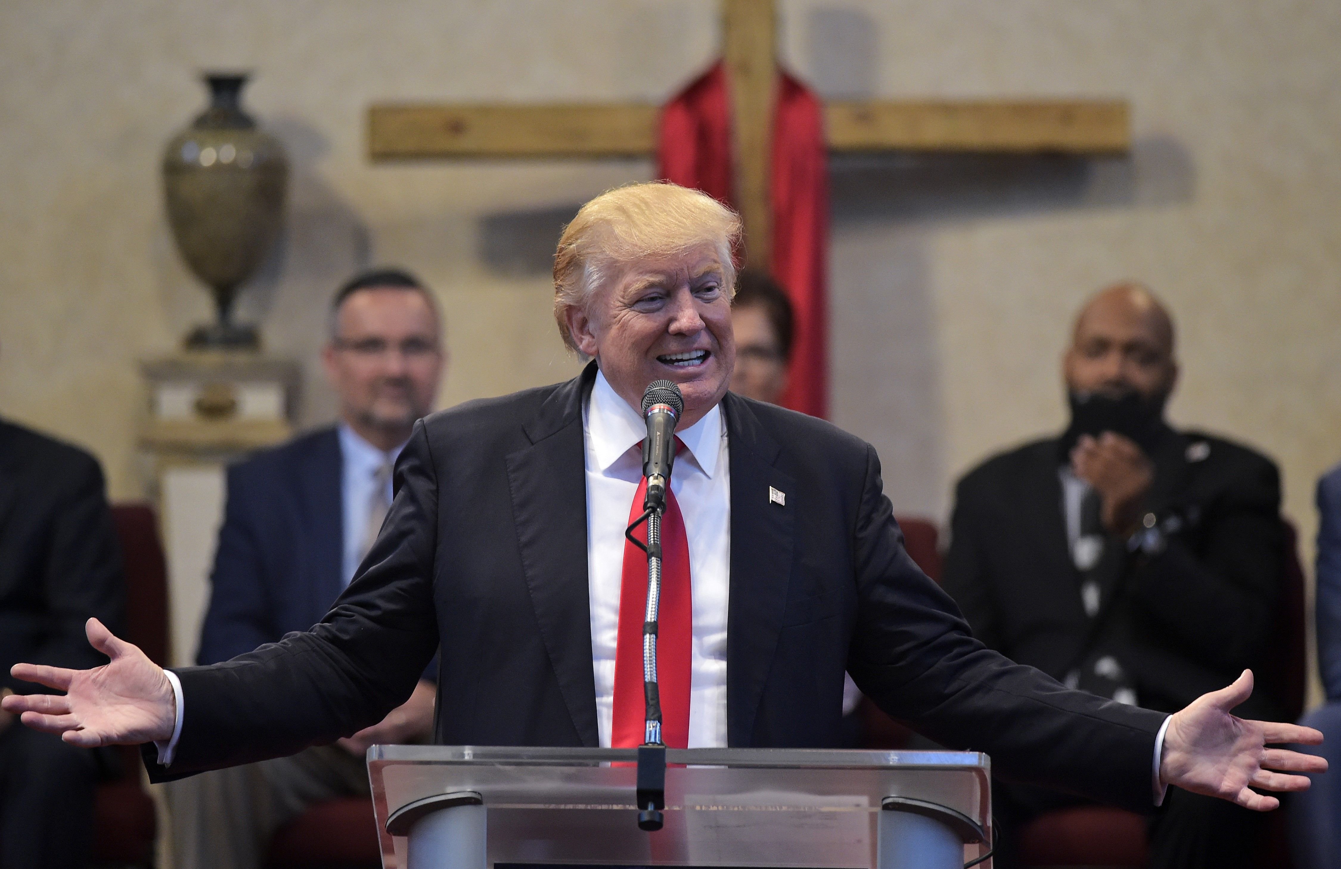 Republican presidential nominee Donald Trump speaks during the Midwest Vision and Values Pastors and Leadership Conference at the New Spirit Revival Center in Cleveland Heights, Ohio, Sept. 21, 2016.